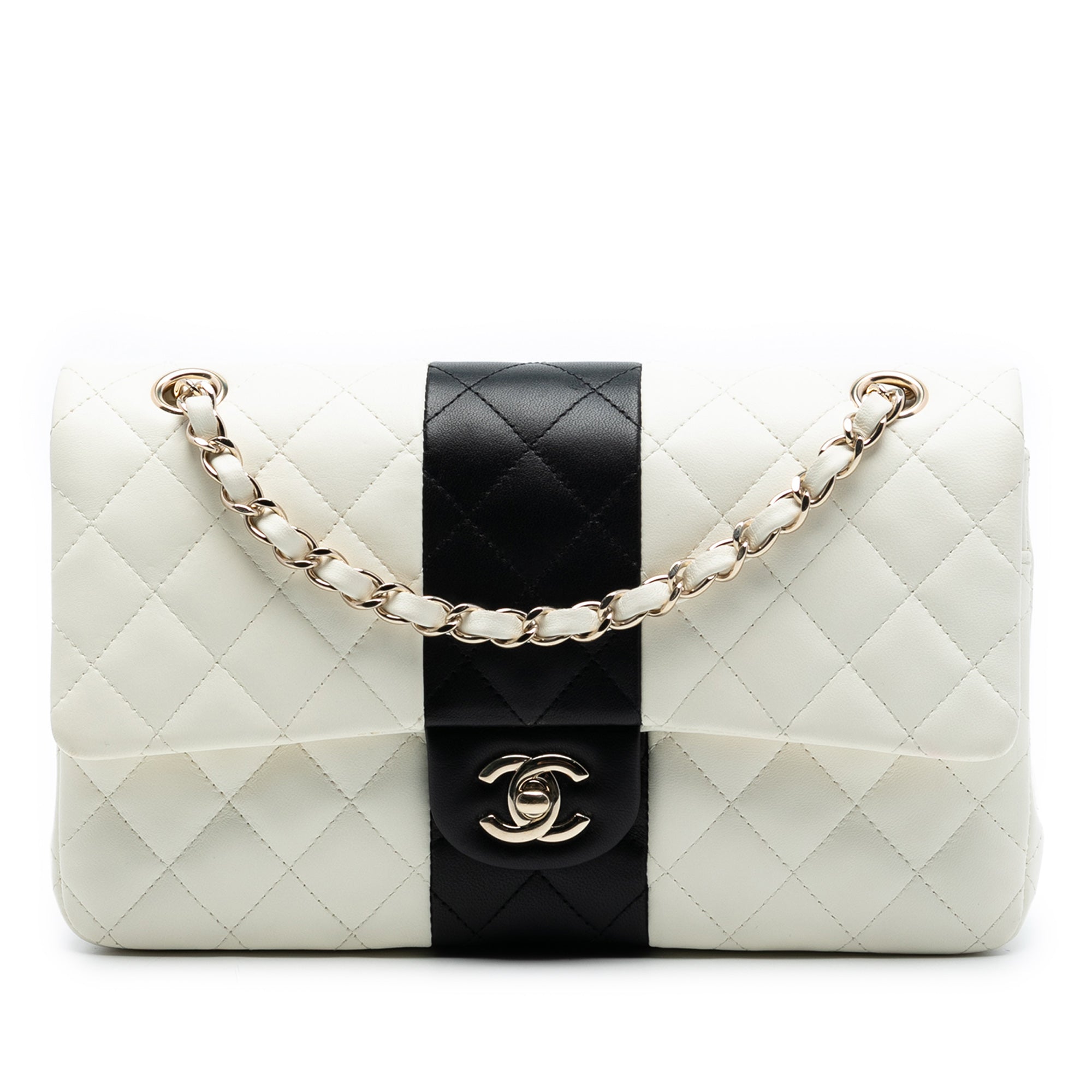 Chanel Medium Classic Bi Stripe Lambskin Double Flap - image 1