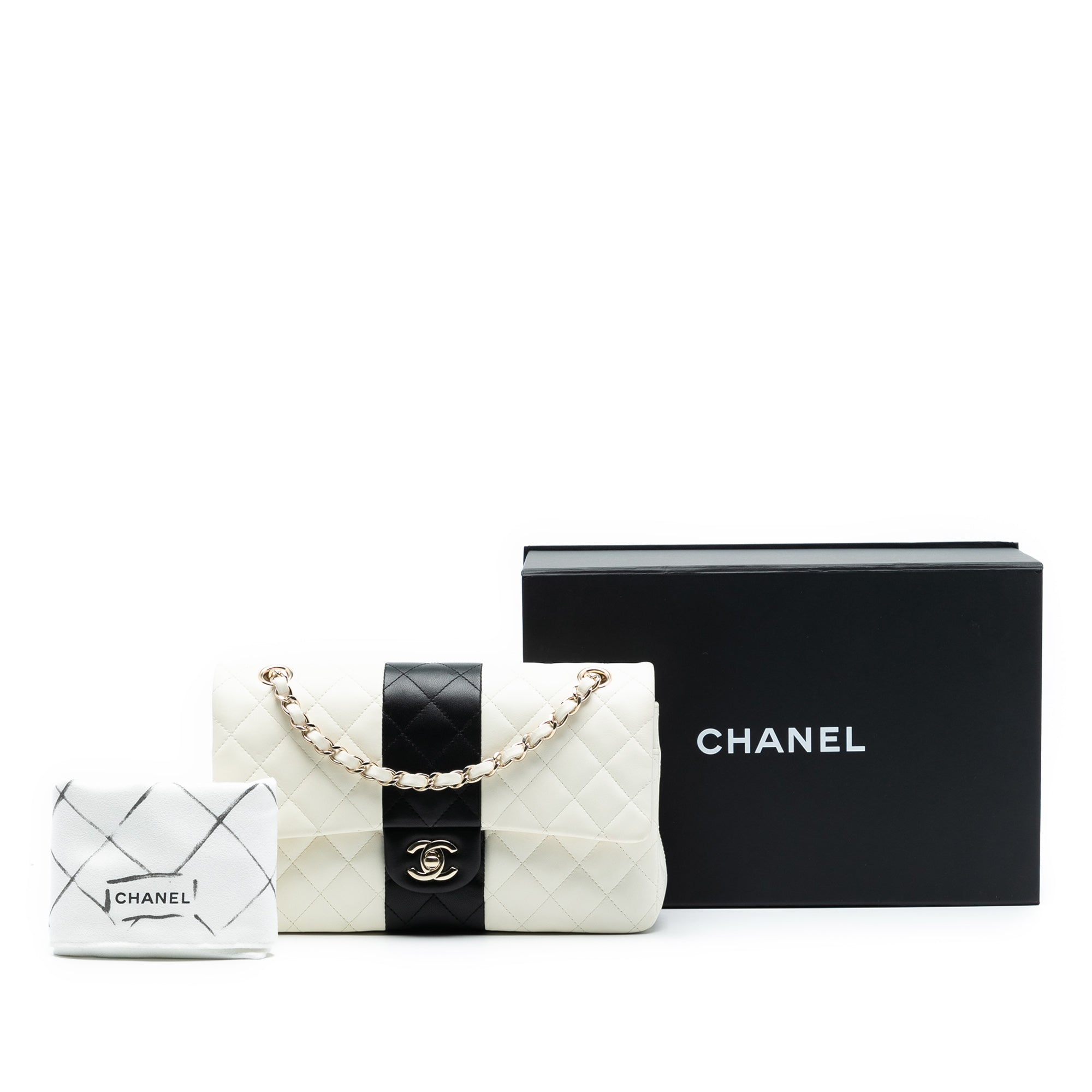 Chanel Medium Classic Bi Stripe Lambskin Double Flap - image 8