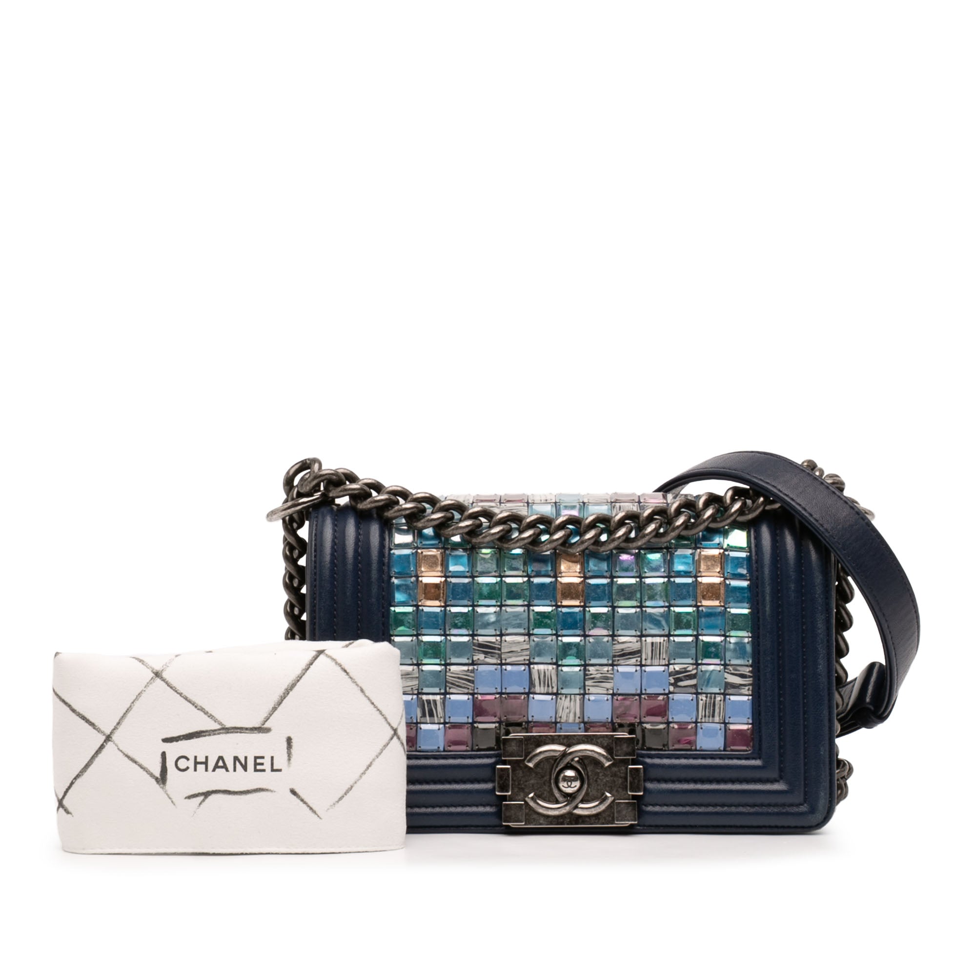 Chanel Small Lambskin Tile Mosaic Boy Flap - image 10