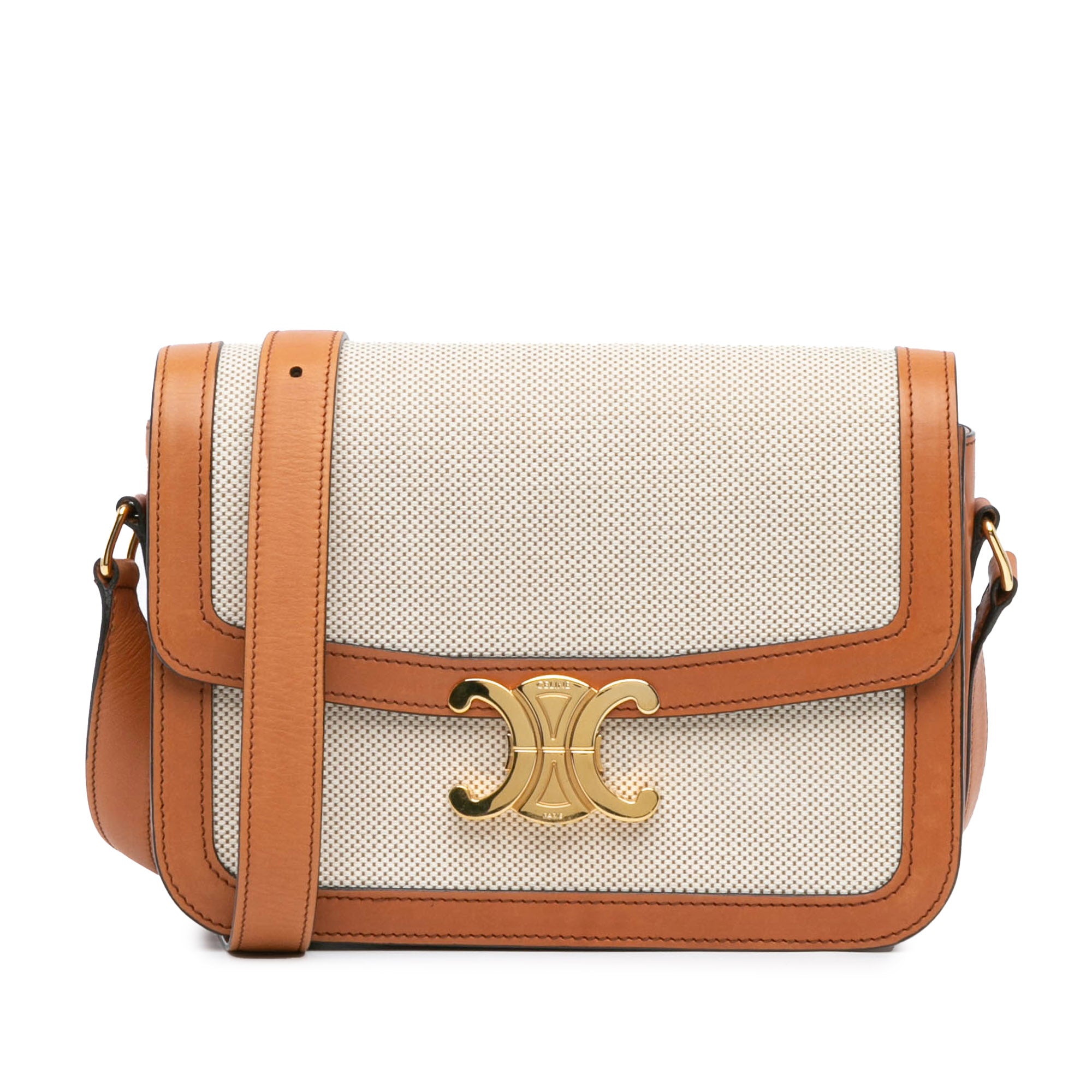 Celine Classique Canvas and Calfskin Triomphe Crossbody - image 1