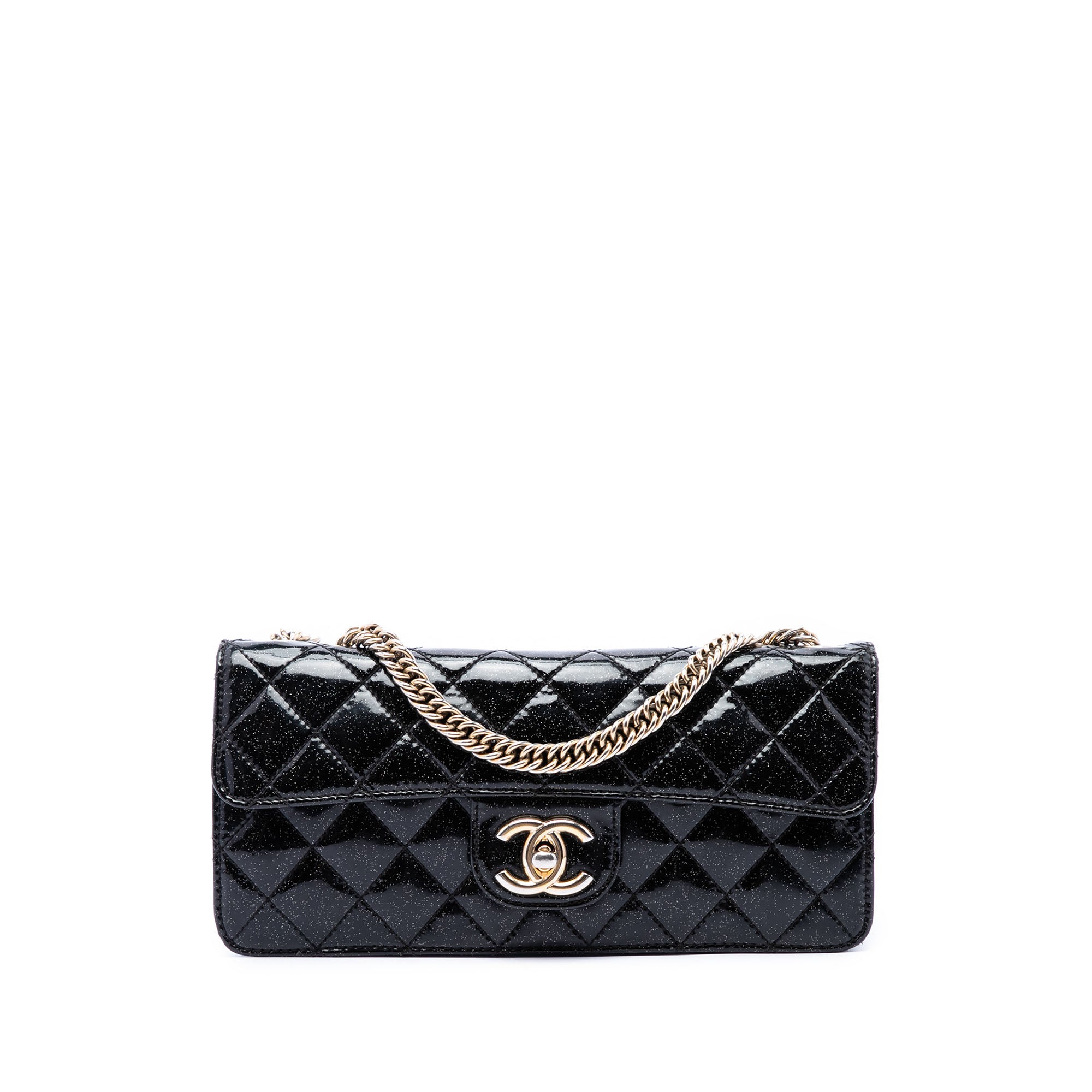 Chanel Quilted Patent Glitter Evening Star East West Flap - image 1