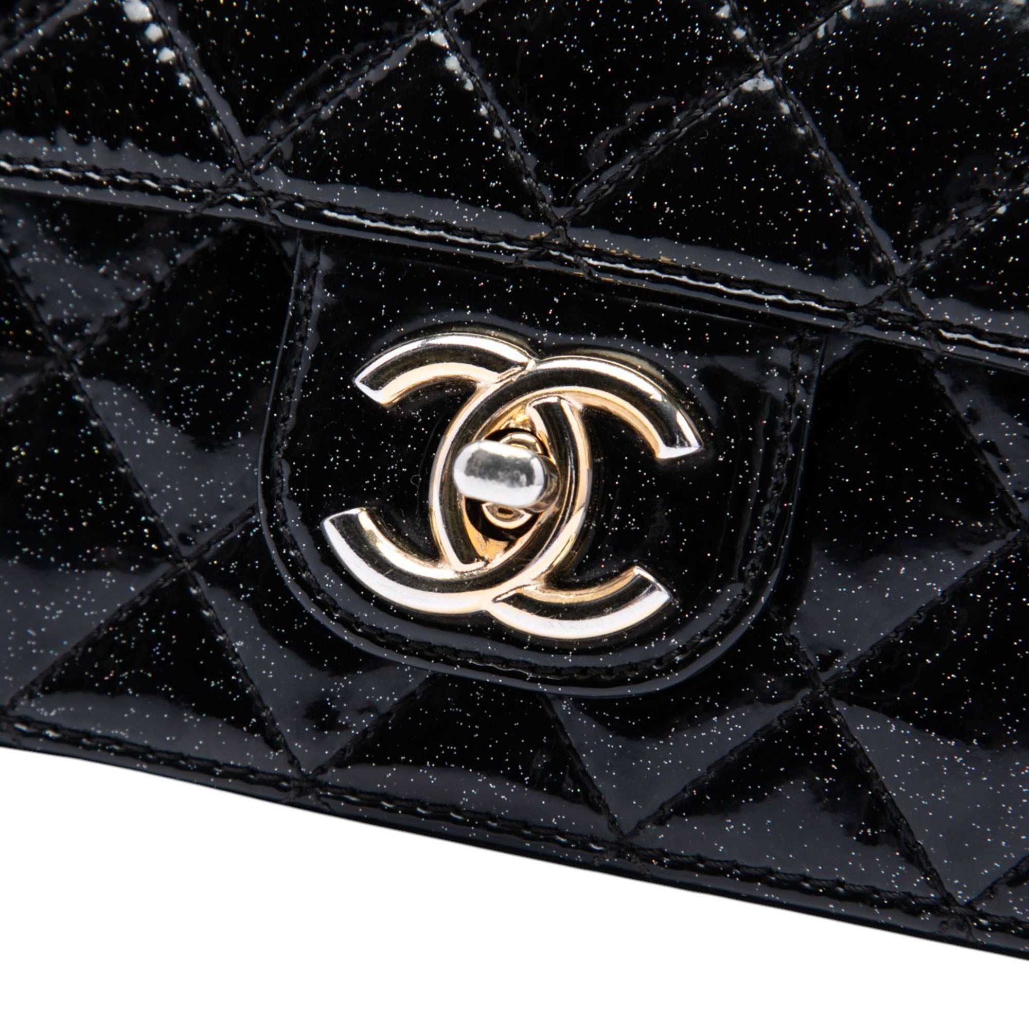 Chanel Quilted Patent Glitter Evening Star East West Flap - image 5