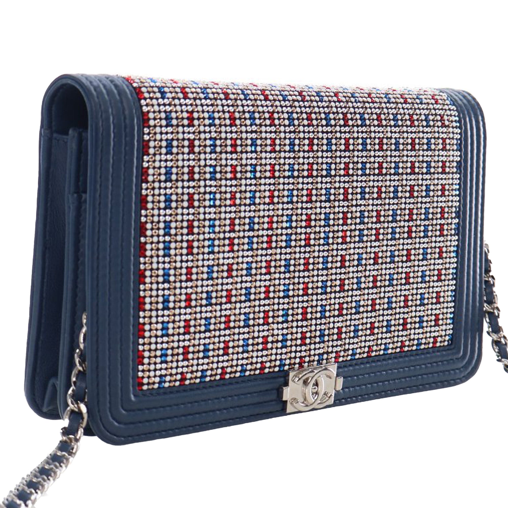 Chanel Crystal Embellished Lambskin Boy Wallet On Chain - image 2