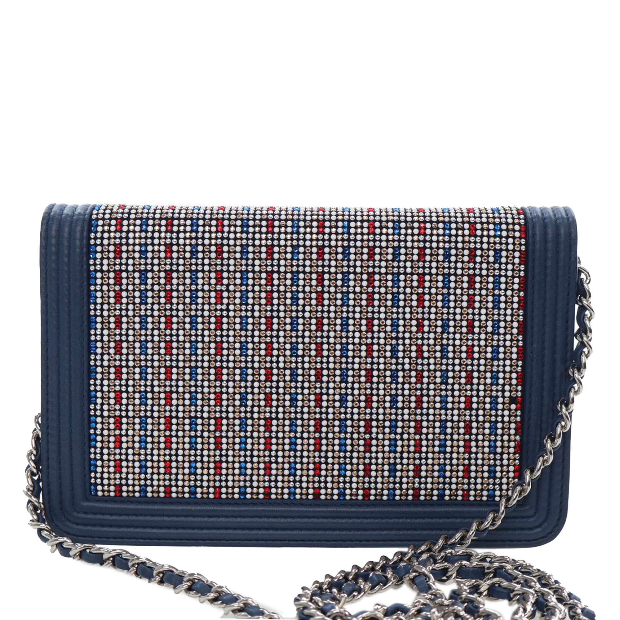 Chanel Crystal Embellished Lambskin Boy Wallet On Chain - image 3