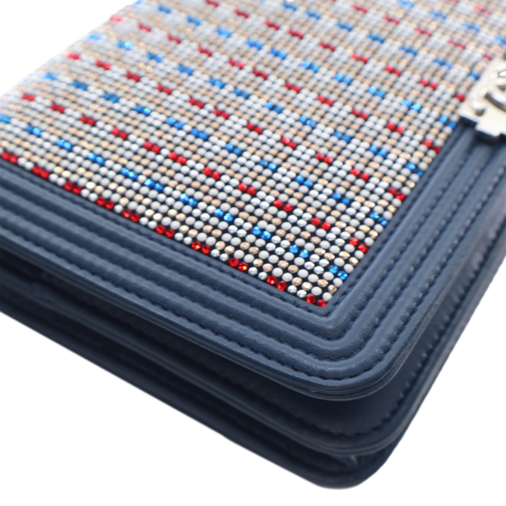 Chanel Crystal Embellished Lambskin Boy Wallet On Chain - image 8