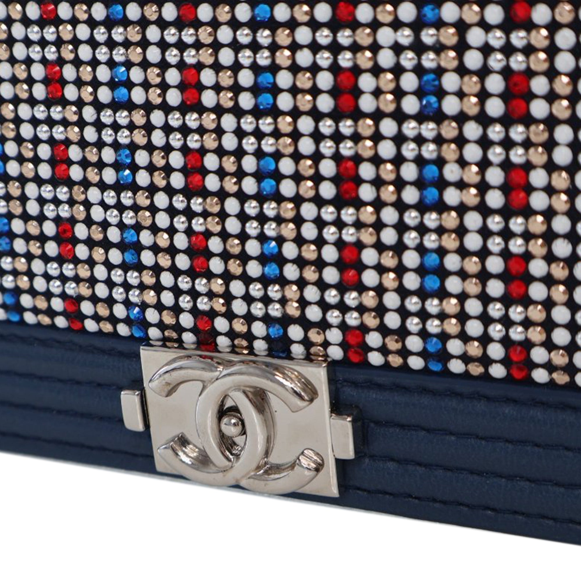 Chanel Crystal Embellished Lambskin Boy Wallet On Chain - image 9