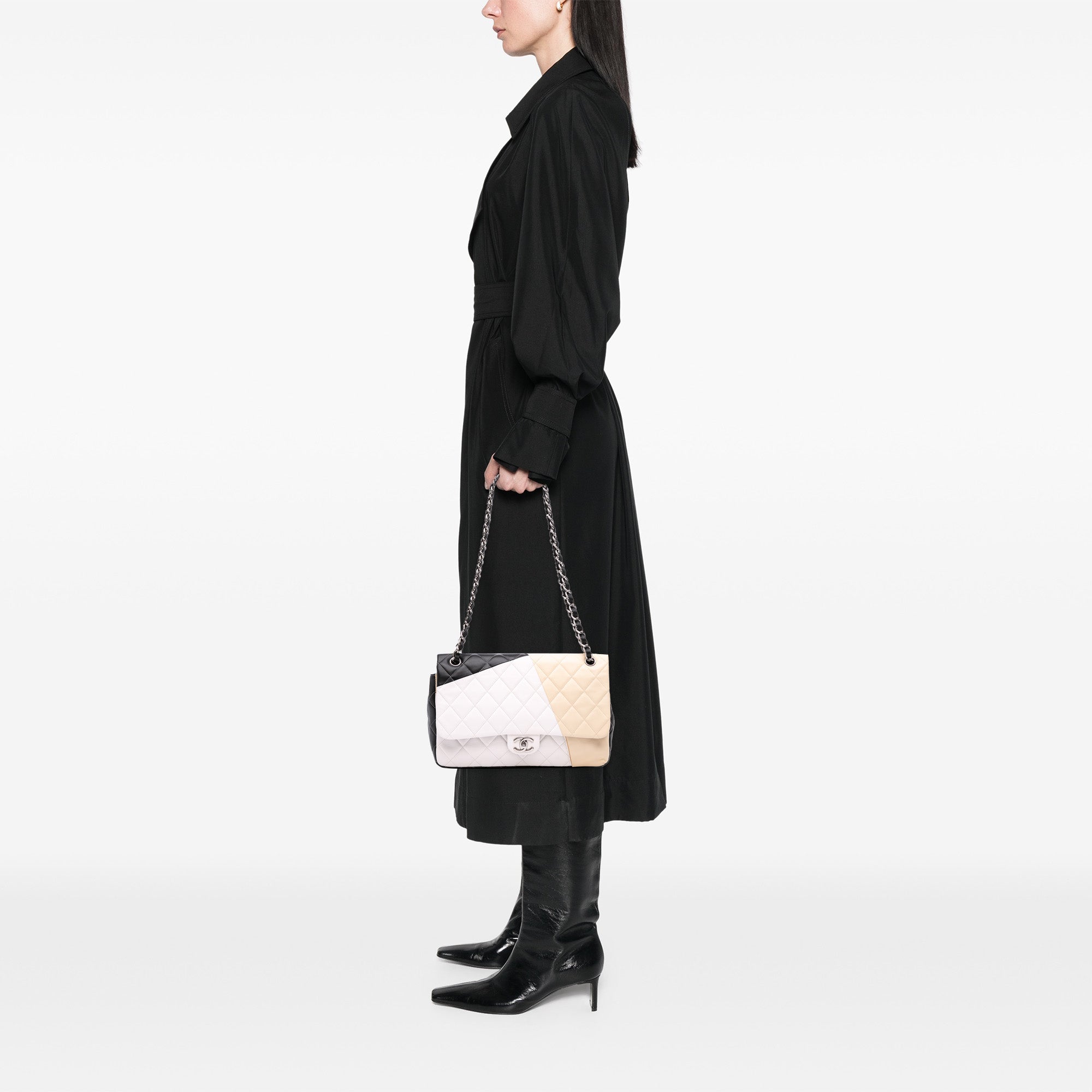 Chanel Jumbo Classic Tricolor Lambskin Colorblock Double Flap - image 12