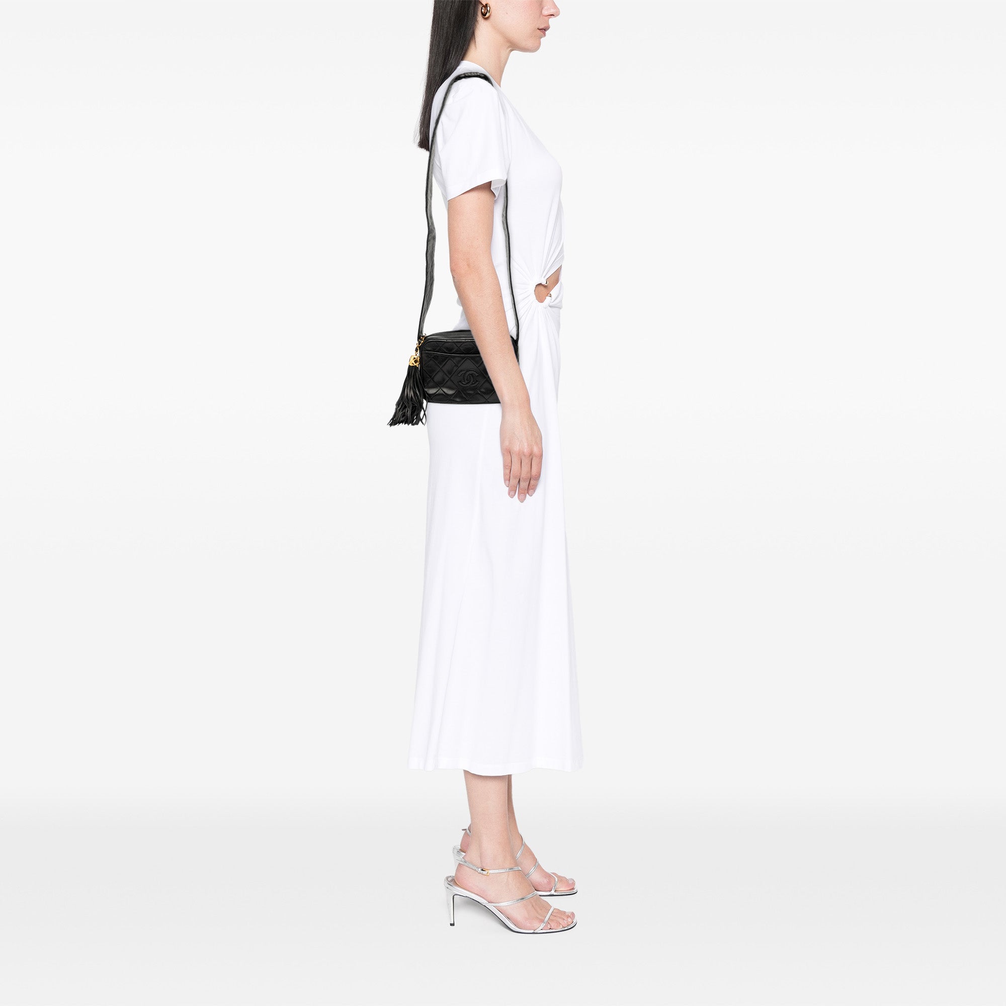 Chanel Mini CC Diamond Quilted Lambskin Tassel Camera Bag - image 8