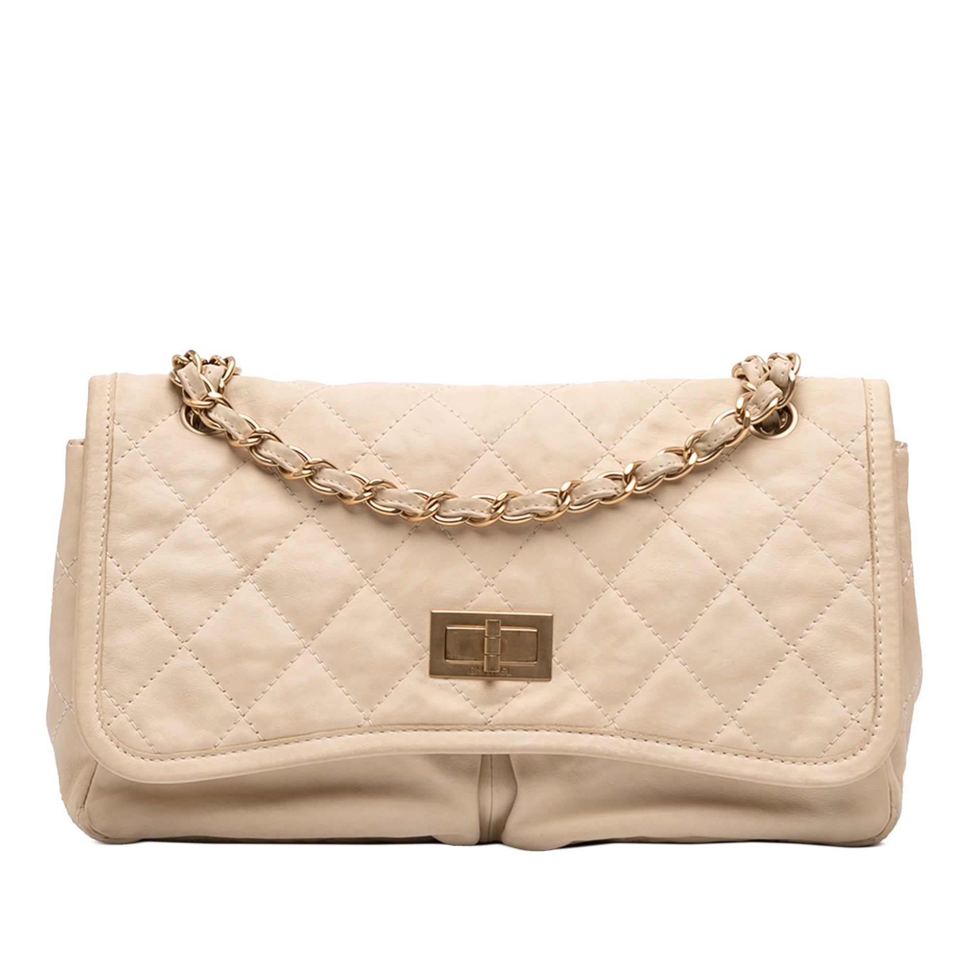 Chanel Medium Quilted Lambskin Reissue 2.55 Natural Beauty Split Pocket Flap - image 1