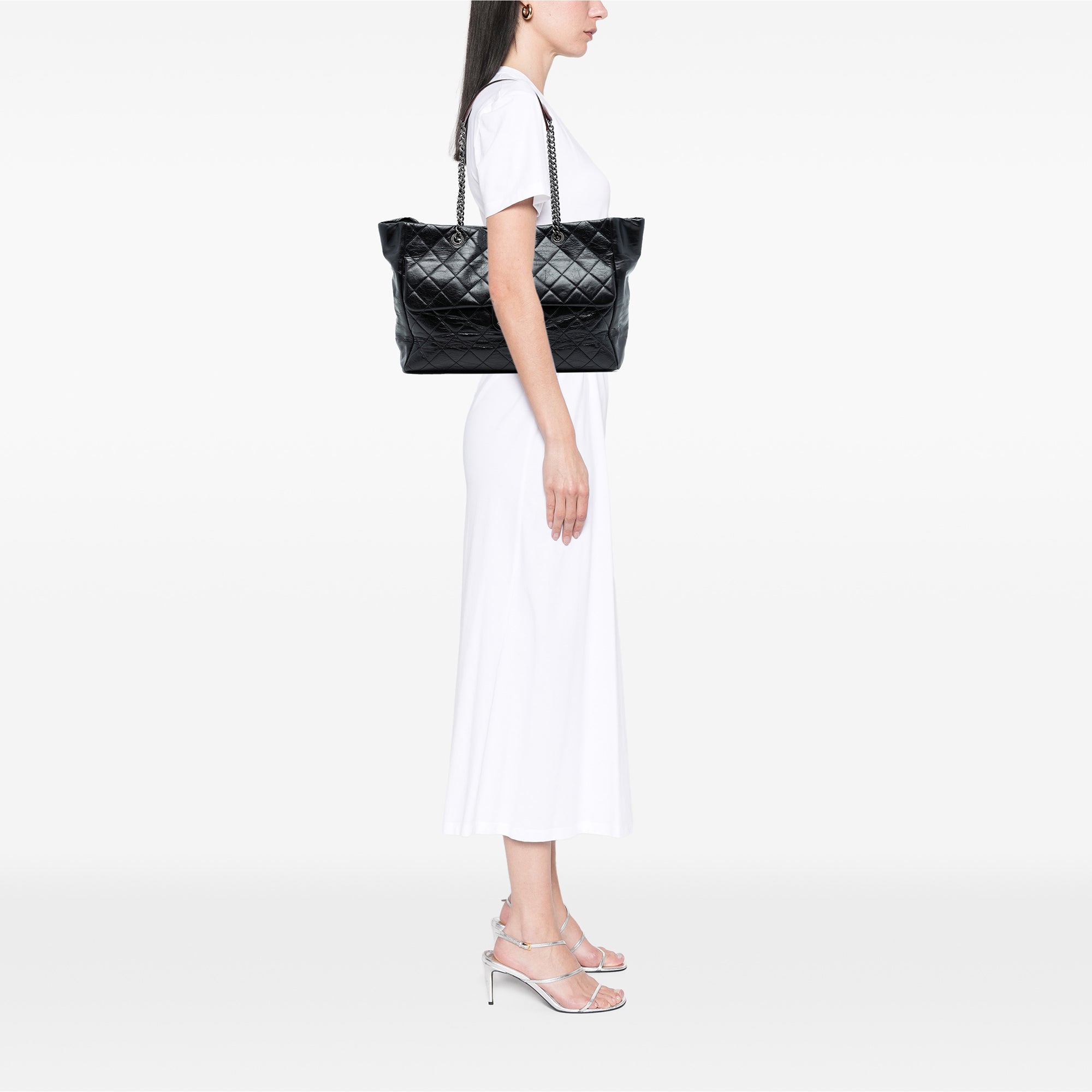 Chanel Large Quilted Glazed Calfskin Duo Color Tote - image 7
