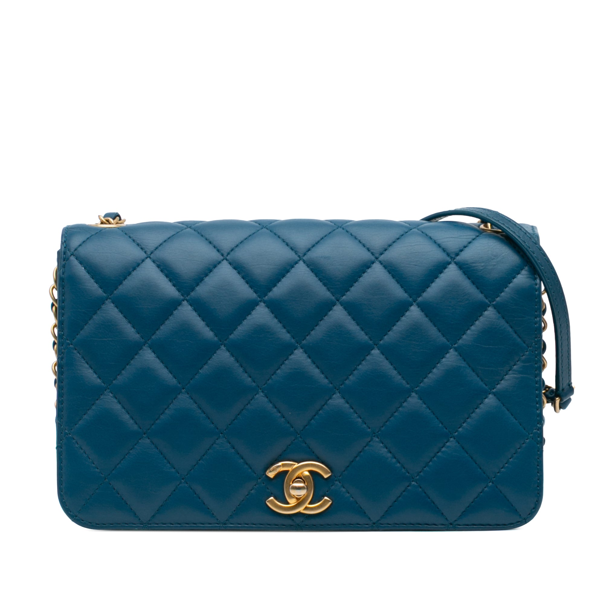 Chanel Medium Quilted Calfskin CC Side Chain Full Flap - image 1