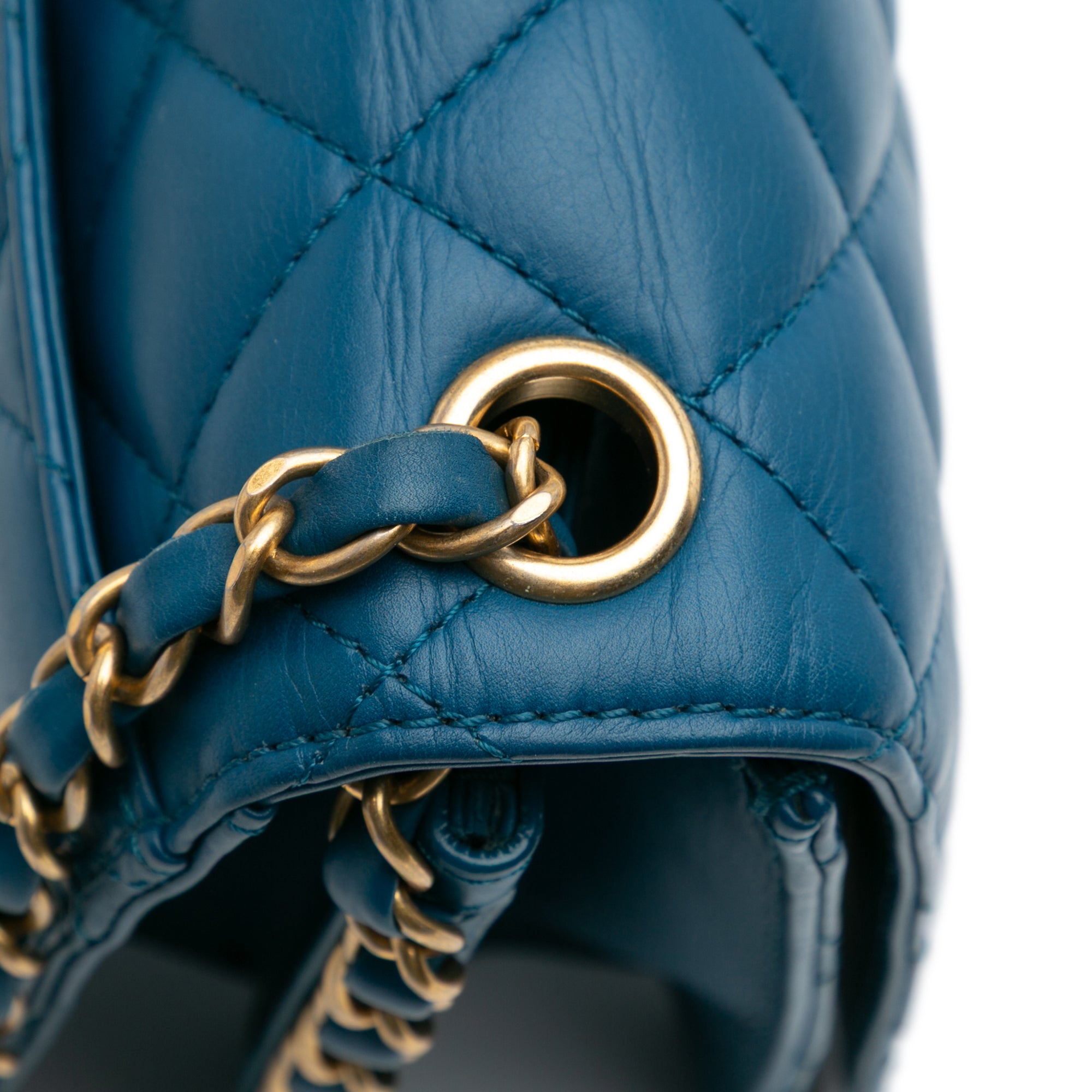 Chanel Medium Quilted Calfskin CC Side Chain Full Flap - image 9