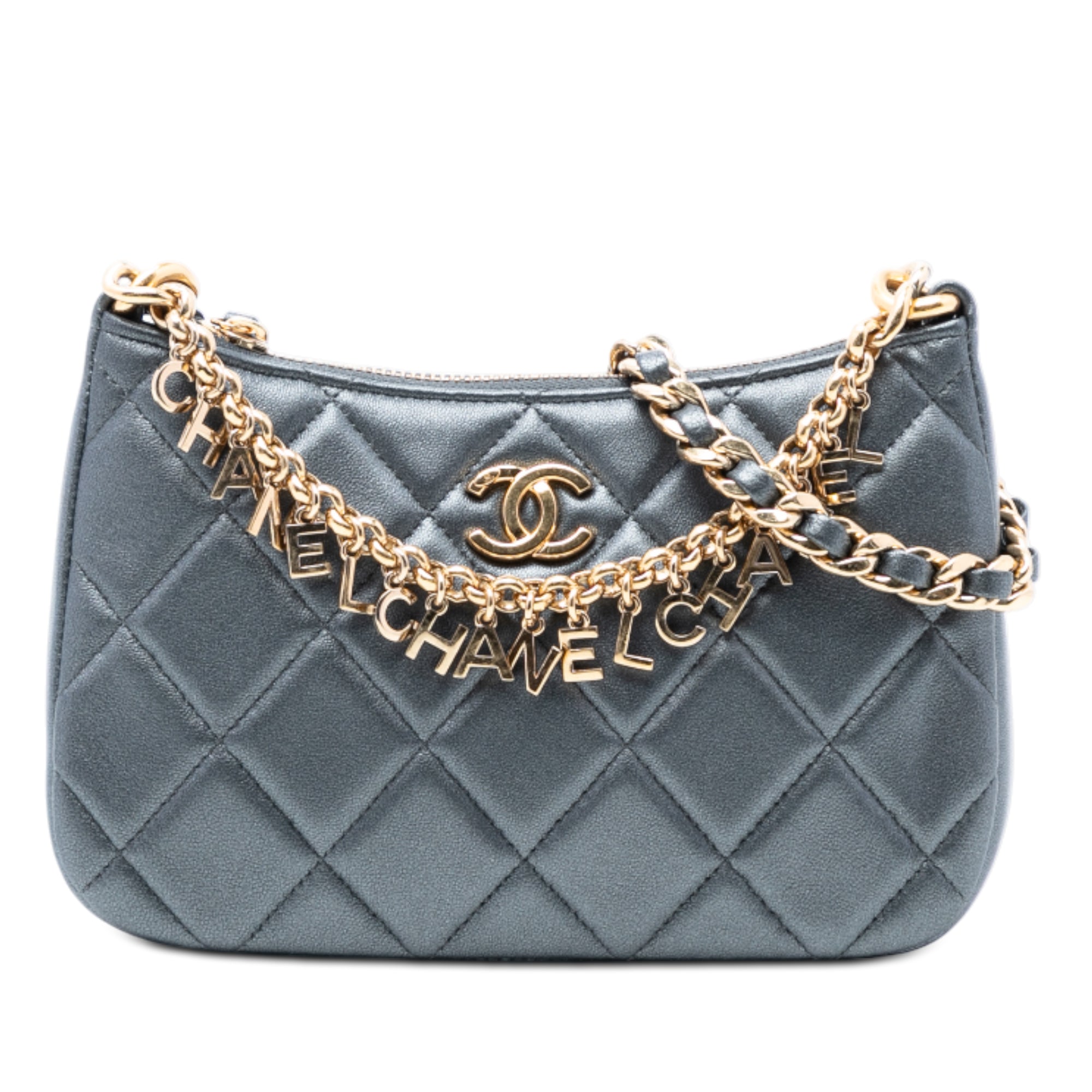 Chanel CC Quilted Metallic Lambskin Logo Chain Satchel - image 1