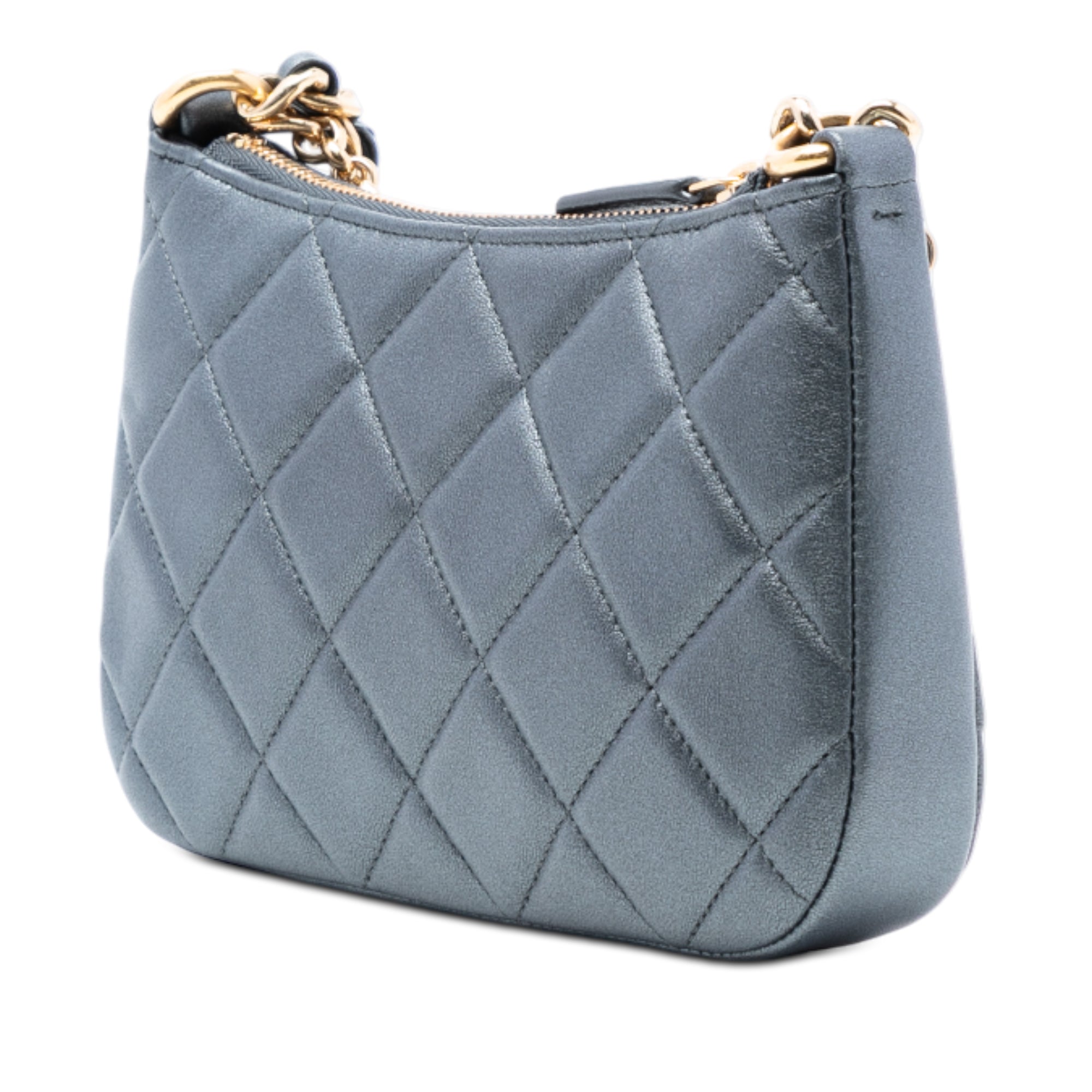 Chanel CC Quilted Metallic Lambskin Logo Chain Satchel - image 2