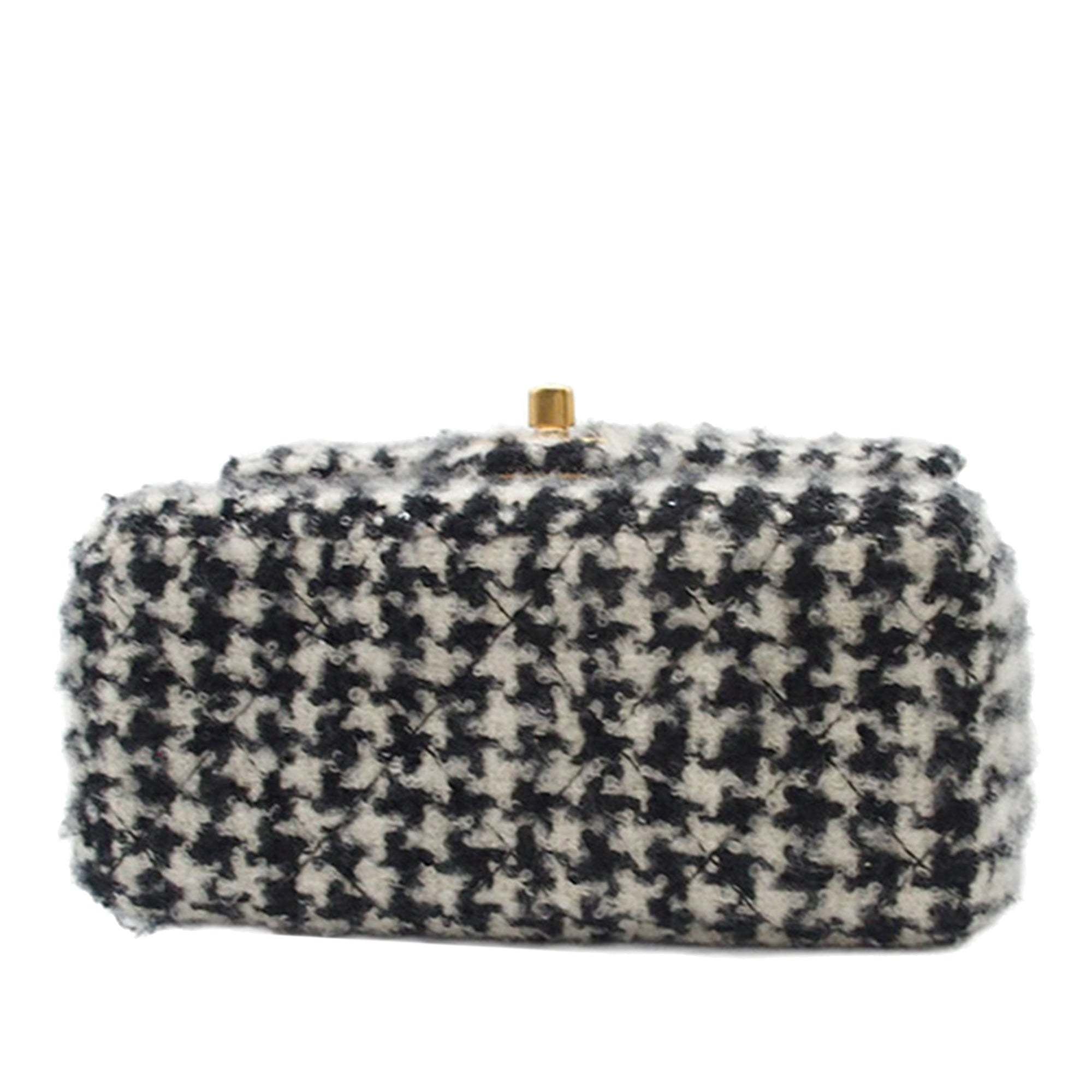Chanel Mini Square Quilted Tweed Houndstooth Straight Single Flap - image 3