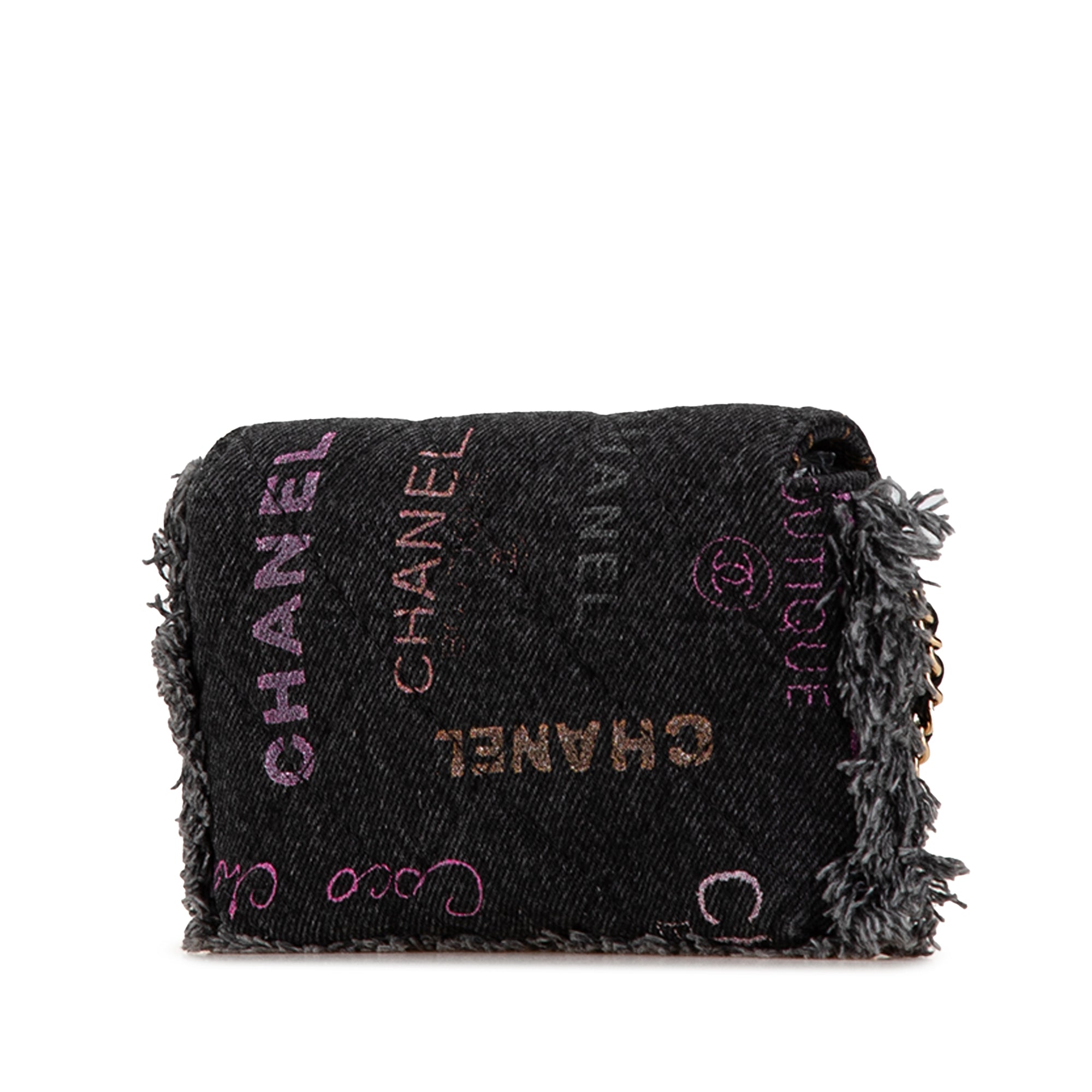 Chanel Fringe Denim Mood Clutch with Chain - image 2
