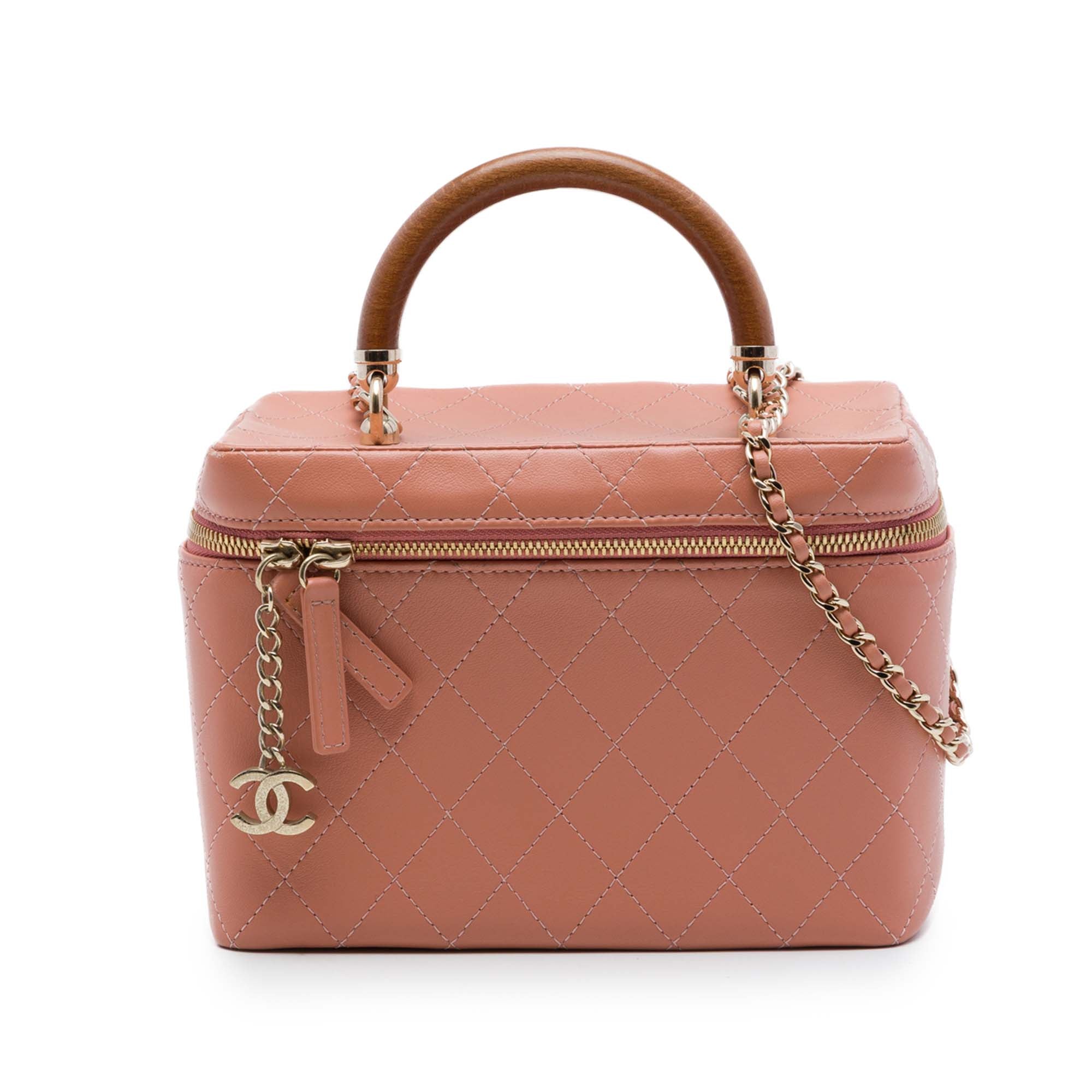 Chanel Large Quilted Lambskin Knock On Wood Vanity Case - image 1