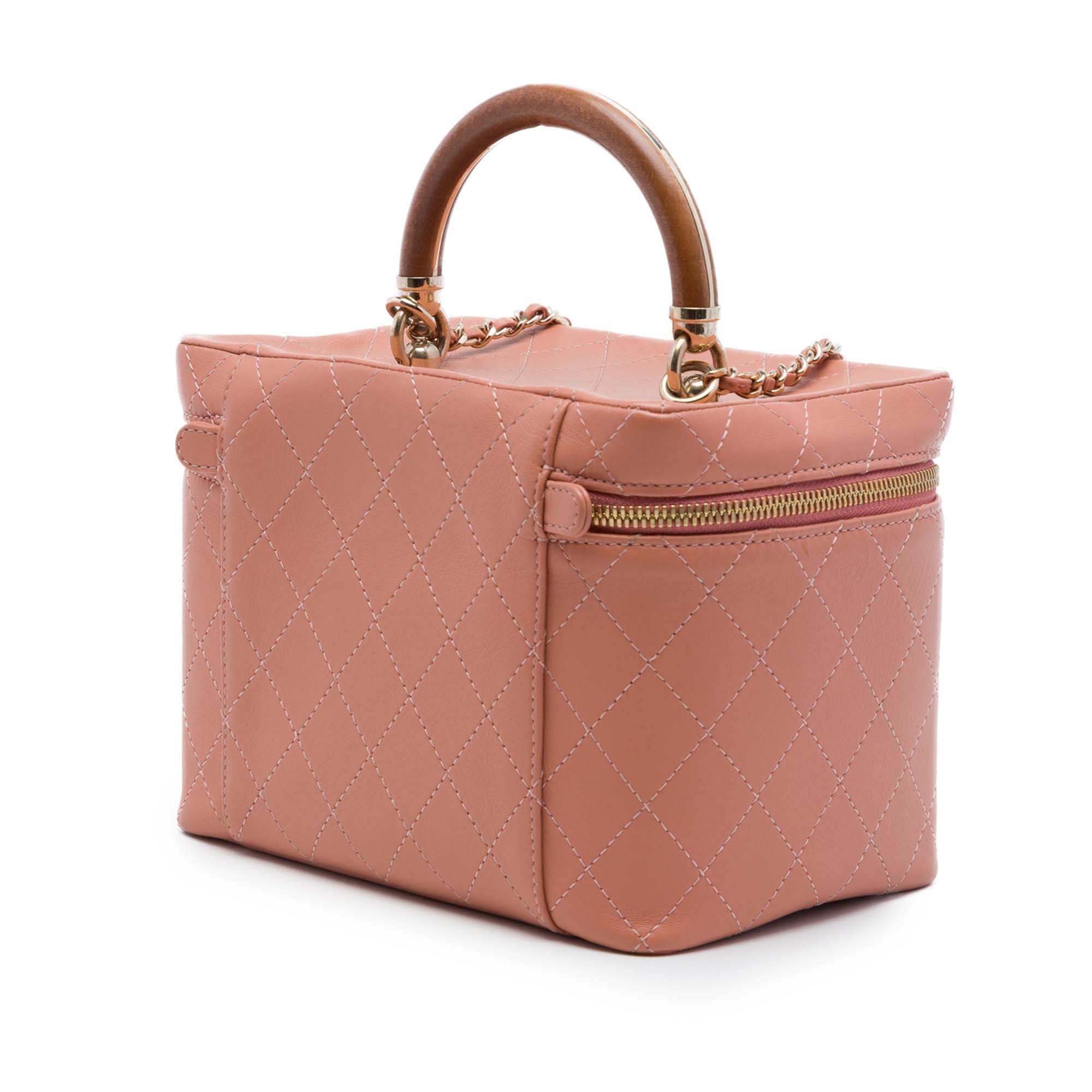 Chanel Large Quilted Lambskin Knock On Wood Vanity Case - image 2
