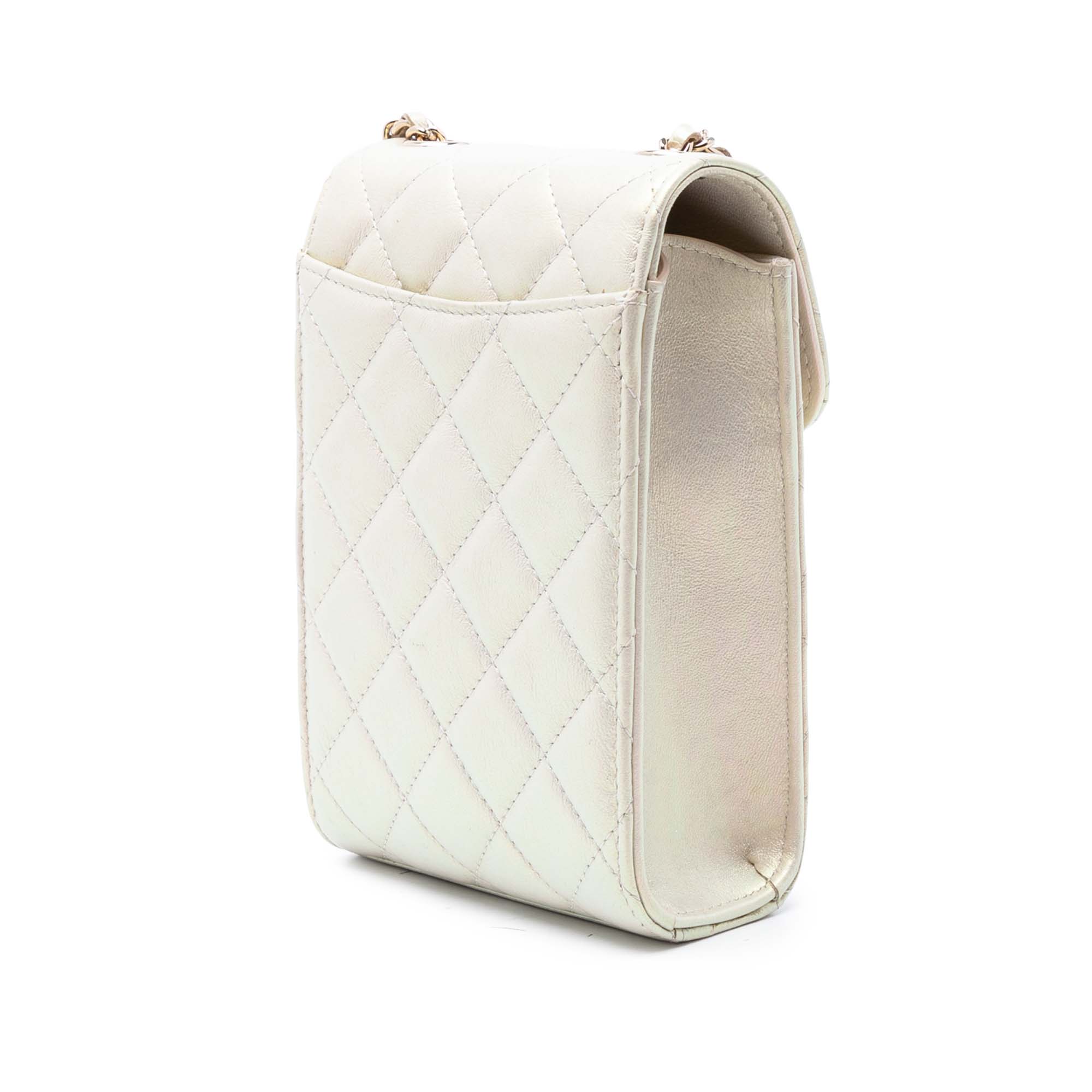 Chanel CC Quilted Iridescent Lambskin Phone Holder with Chain - image 2