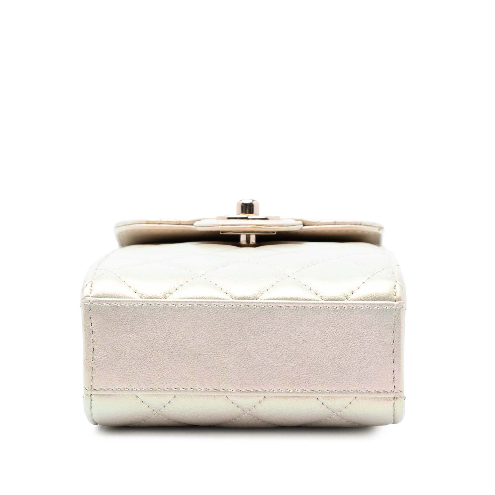 Chanel CC Quilted Iridescent Lambskin Phone Holder with Chain - image 3