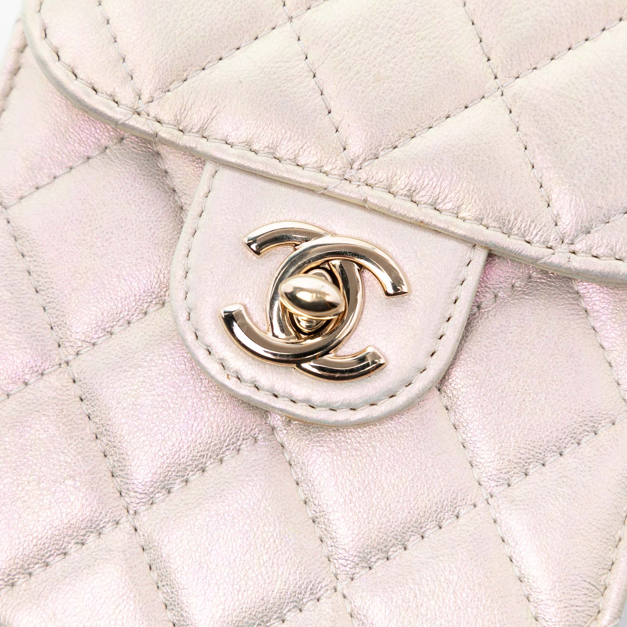 Chanel CC Quilted Iridescent Lambskin Phone Holder with Chain - image 6