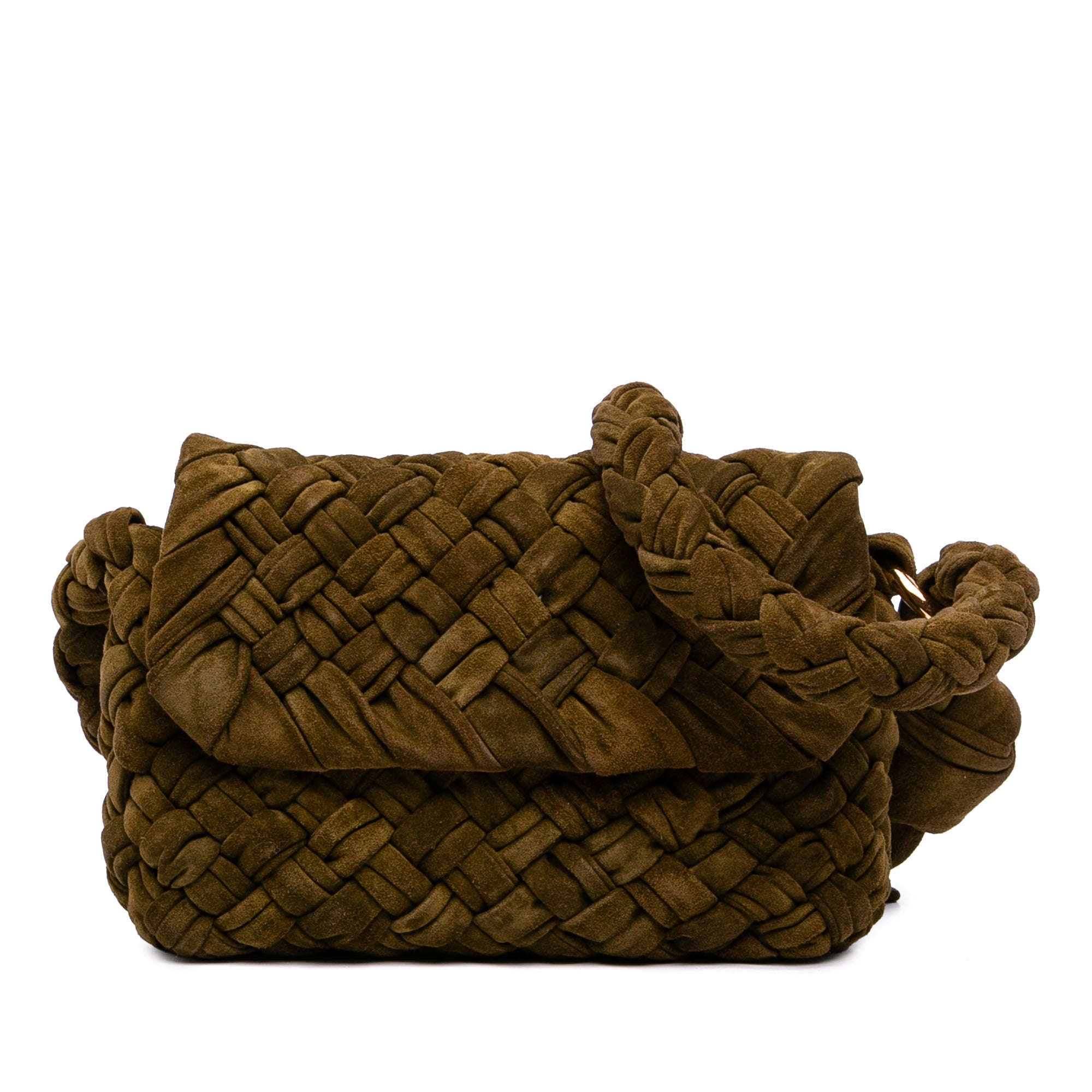 Bottega Veneta Medium Suede Intrecciato Kalimero Citta Shoulder Bag - image 1