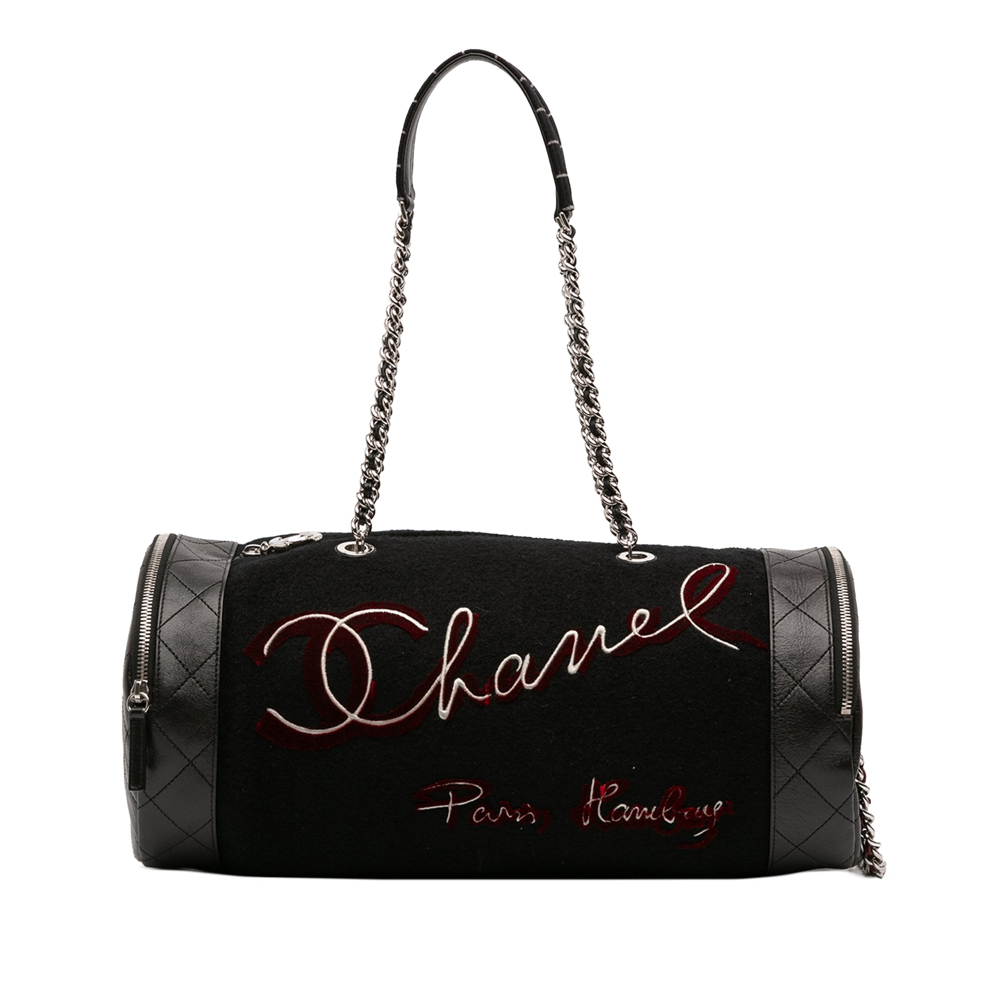 Chanel Paris Hamburg Embroidered Wool with Quilted Calfskin Duffle Bag - image 1