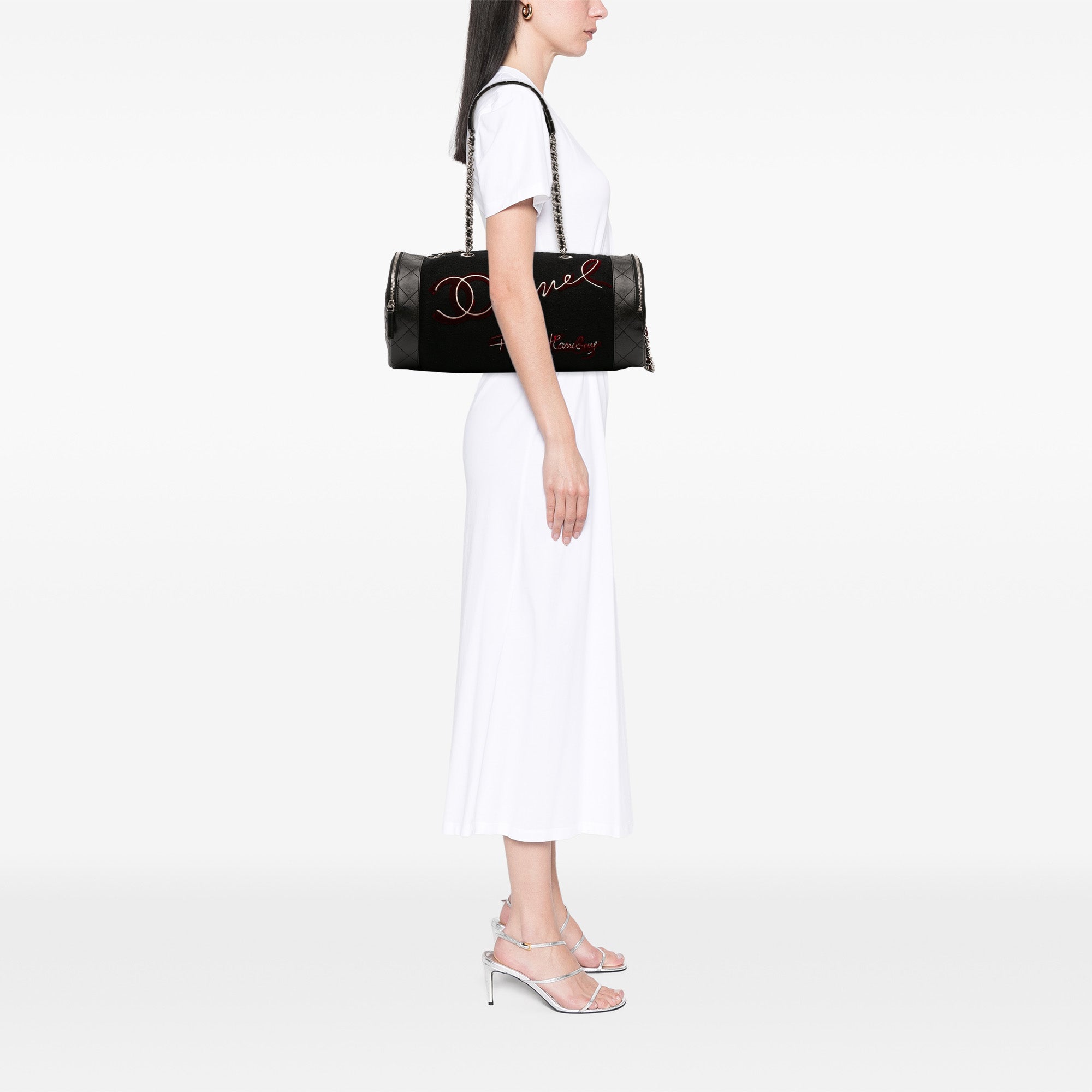 Chanel Paris Hamburg Embroidered Wool with Quilted Calfskin Duffle Bag - image 9