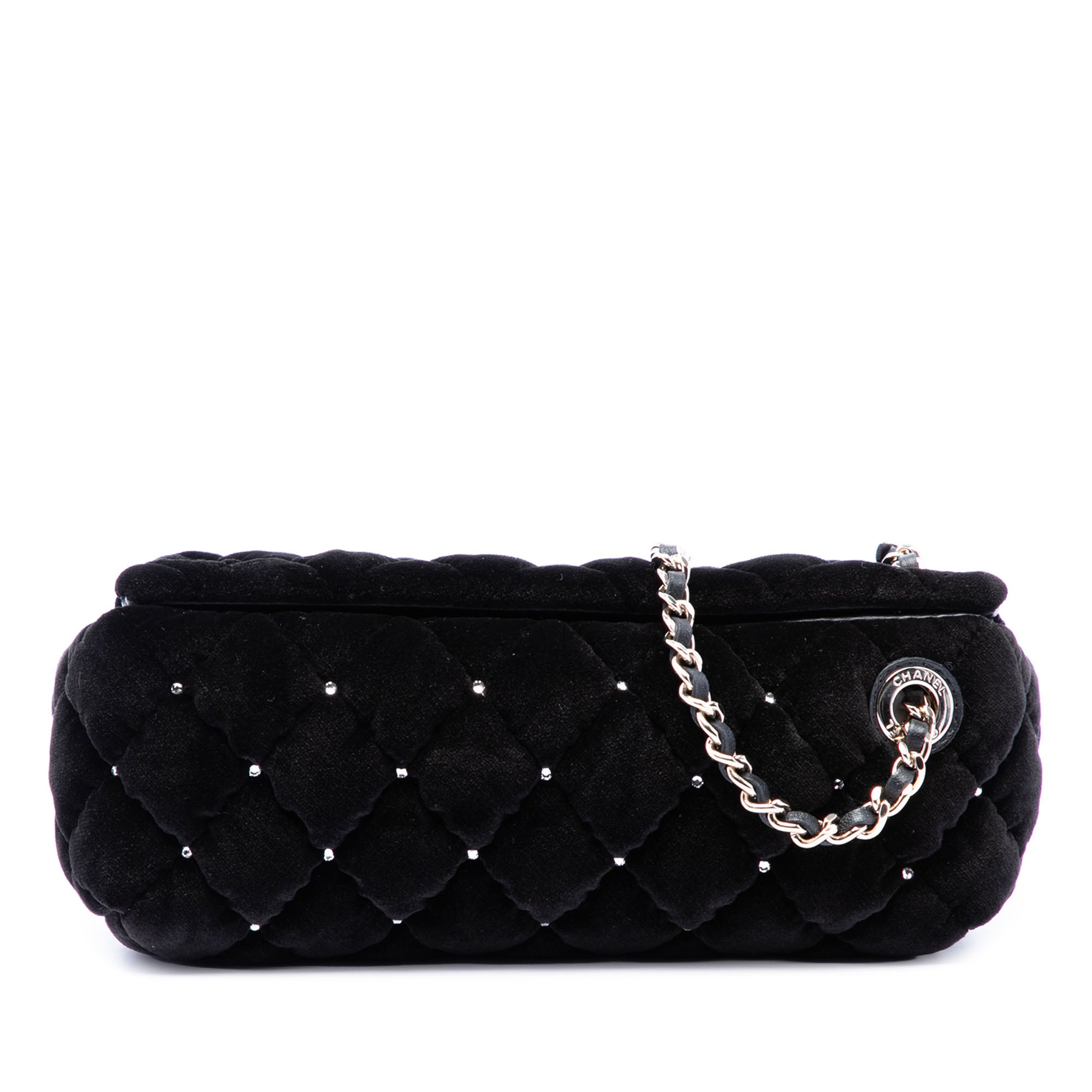 Chanel CC Quilted Velvet Crystal Wristlet Clutch - image 1