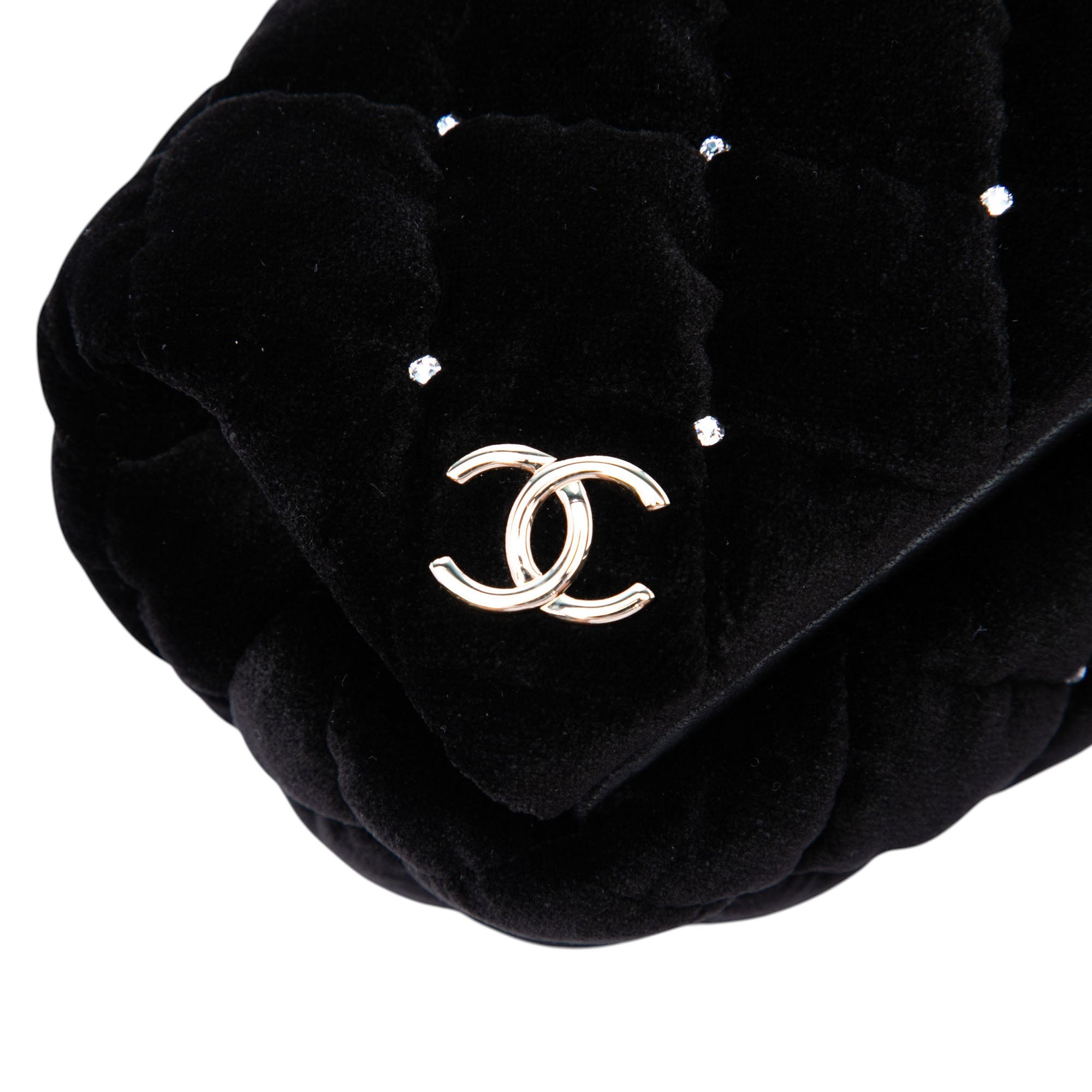 Chanel CC Quilted Velvet Crystal Wristlet Clutch - image 5