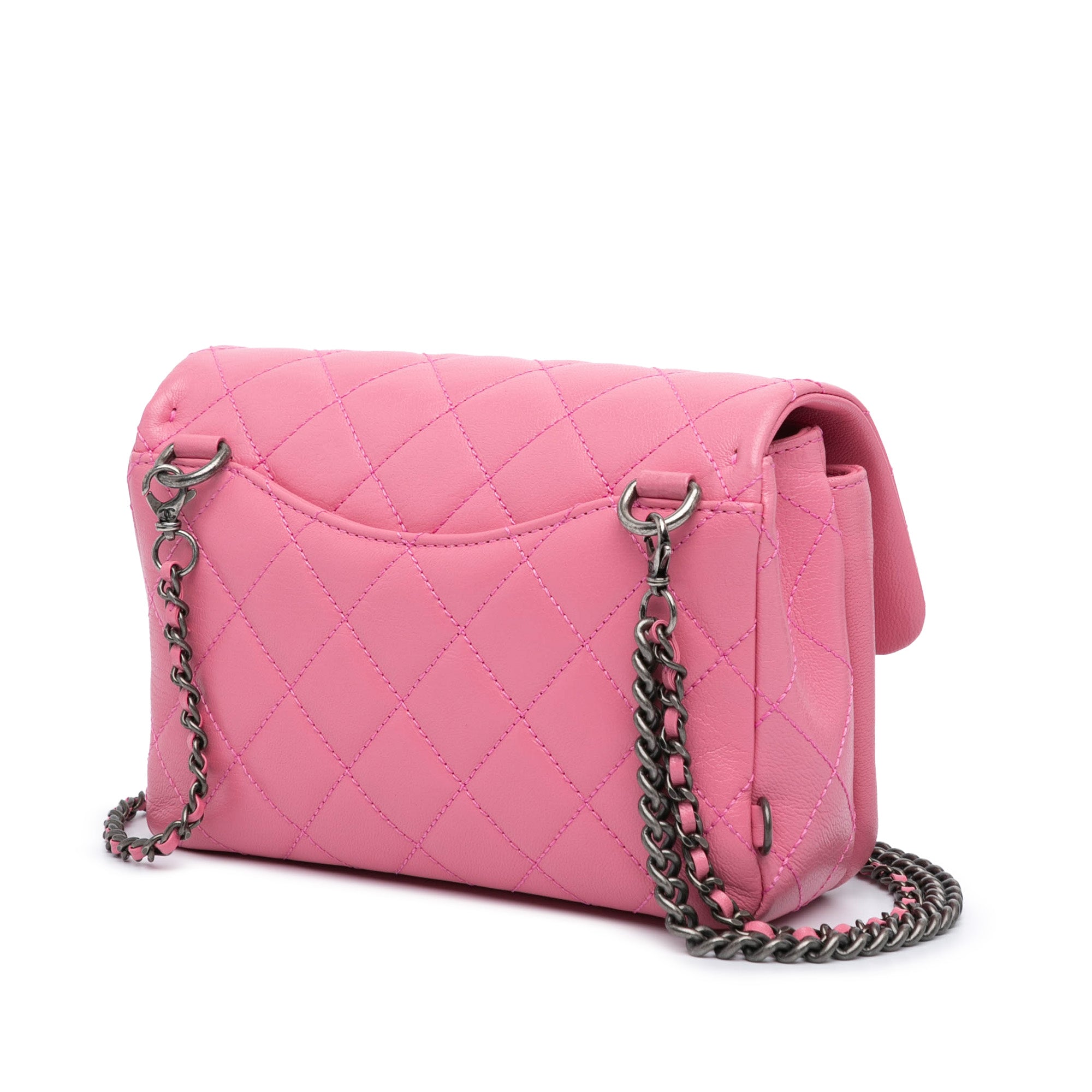 Chanel Small Quilted Goatskin Double Carry Waist Chain Flap - image 2