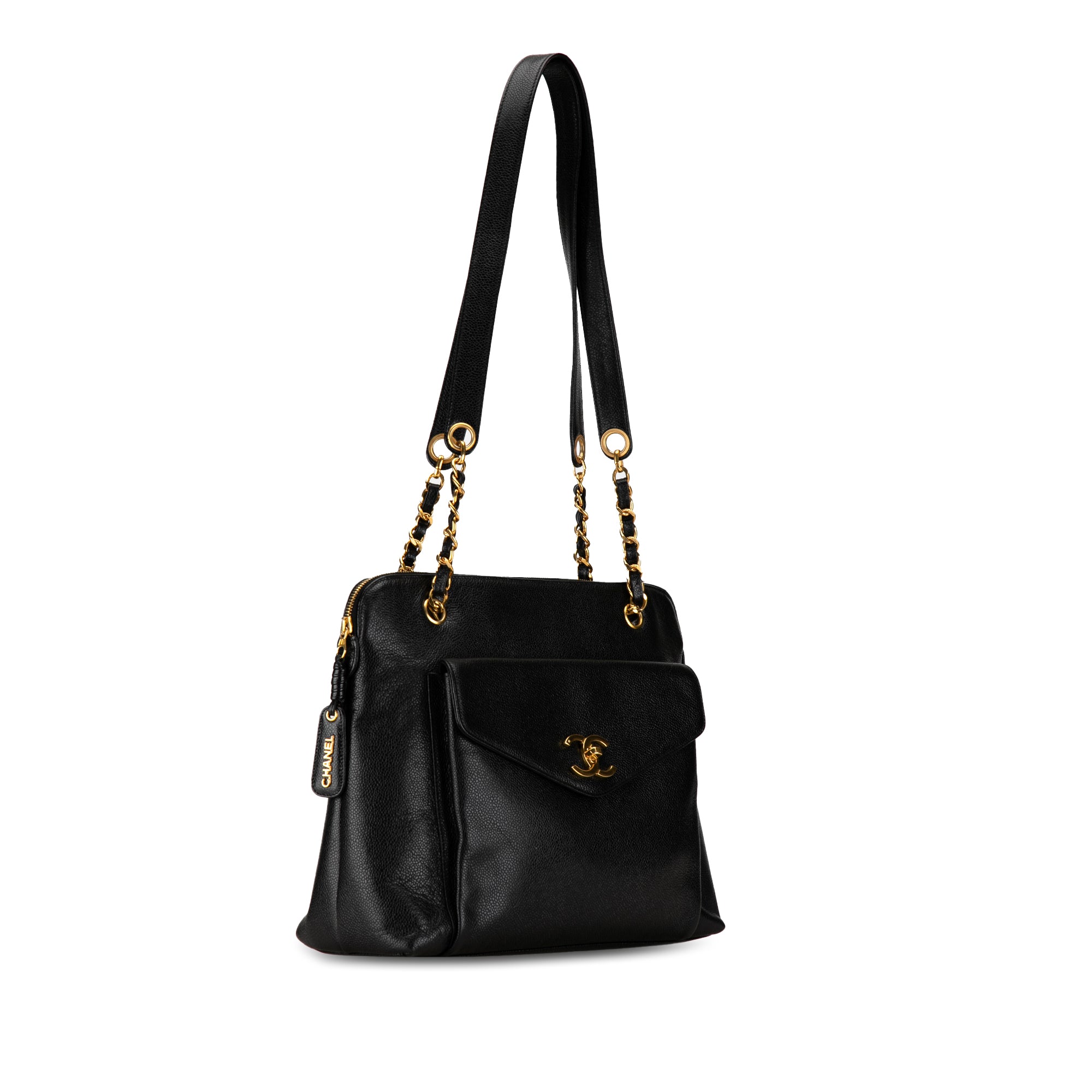 Chanel Caviar Front Pocket Chain Tote - image 2