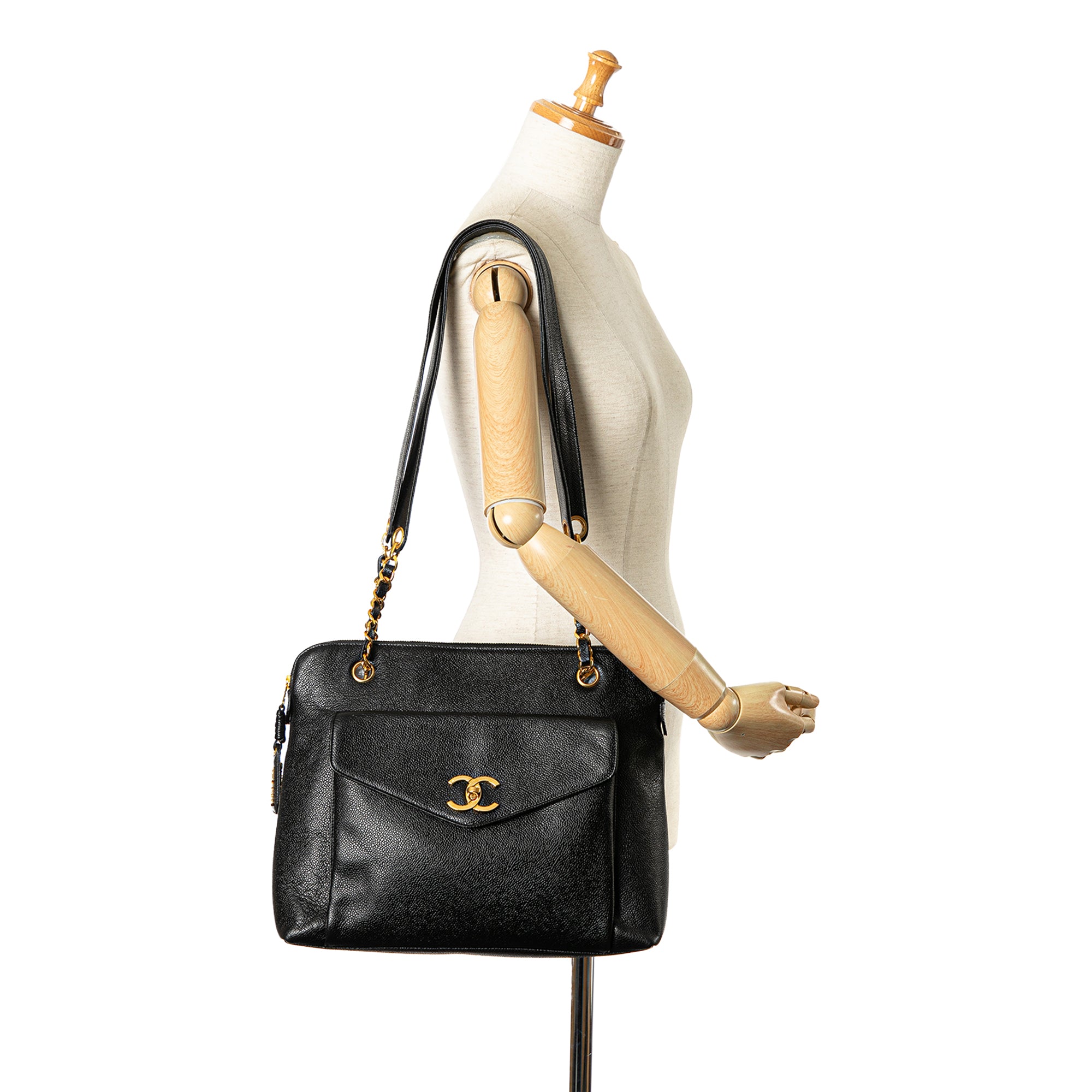 Chanel Caviar Front Pocket Chain Tote - image 9