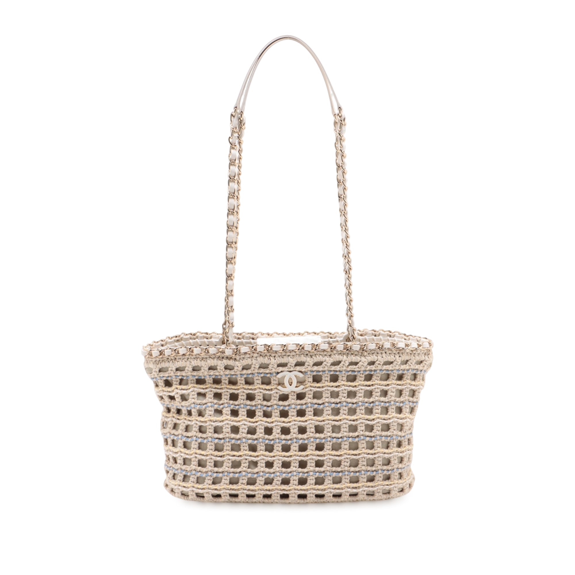 Chanel Small Cotton Crochet Le Panier Shopping Tote - image 1