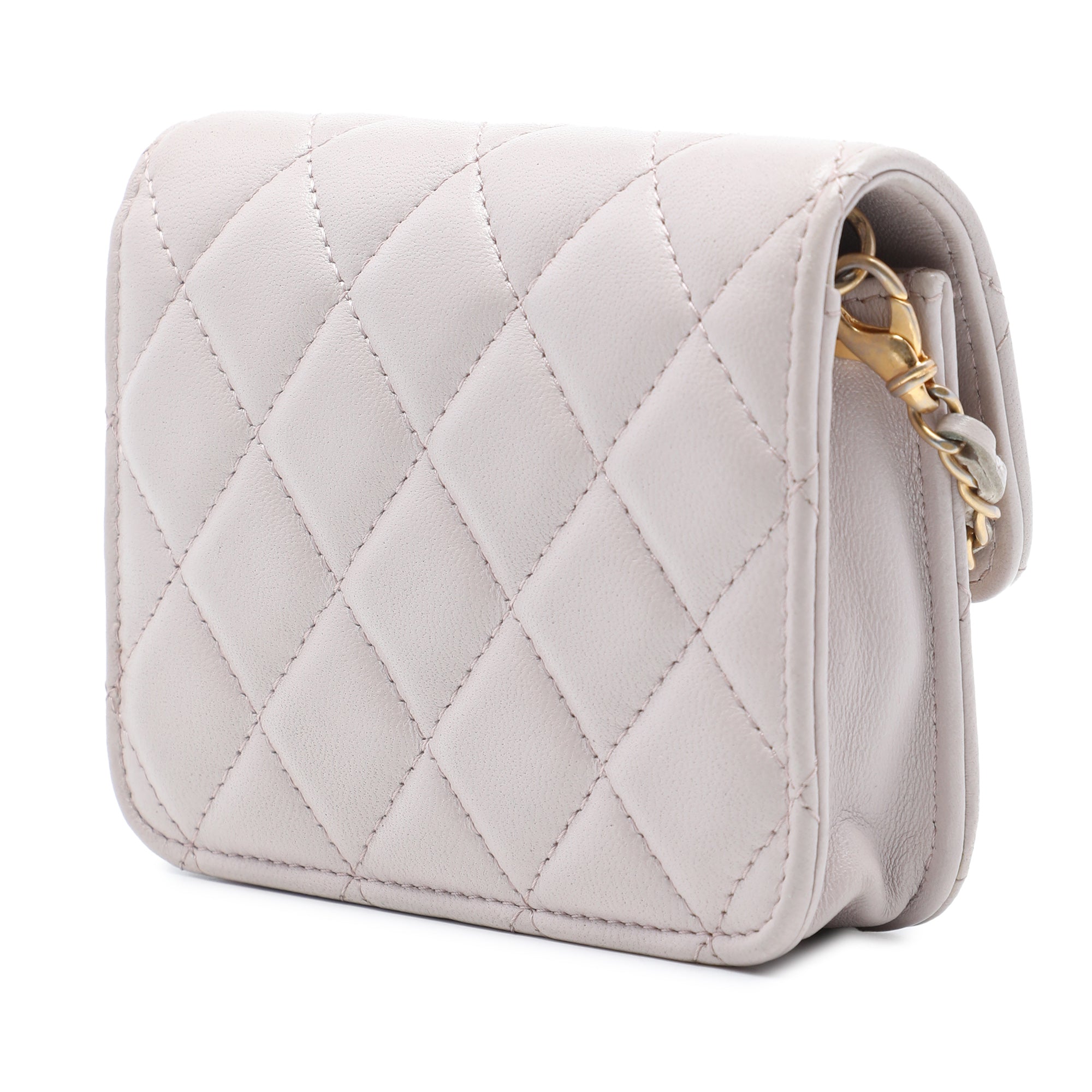 Chanel Mini Quilted Lambskin Pearl Crush Clutch with Chain - image 2