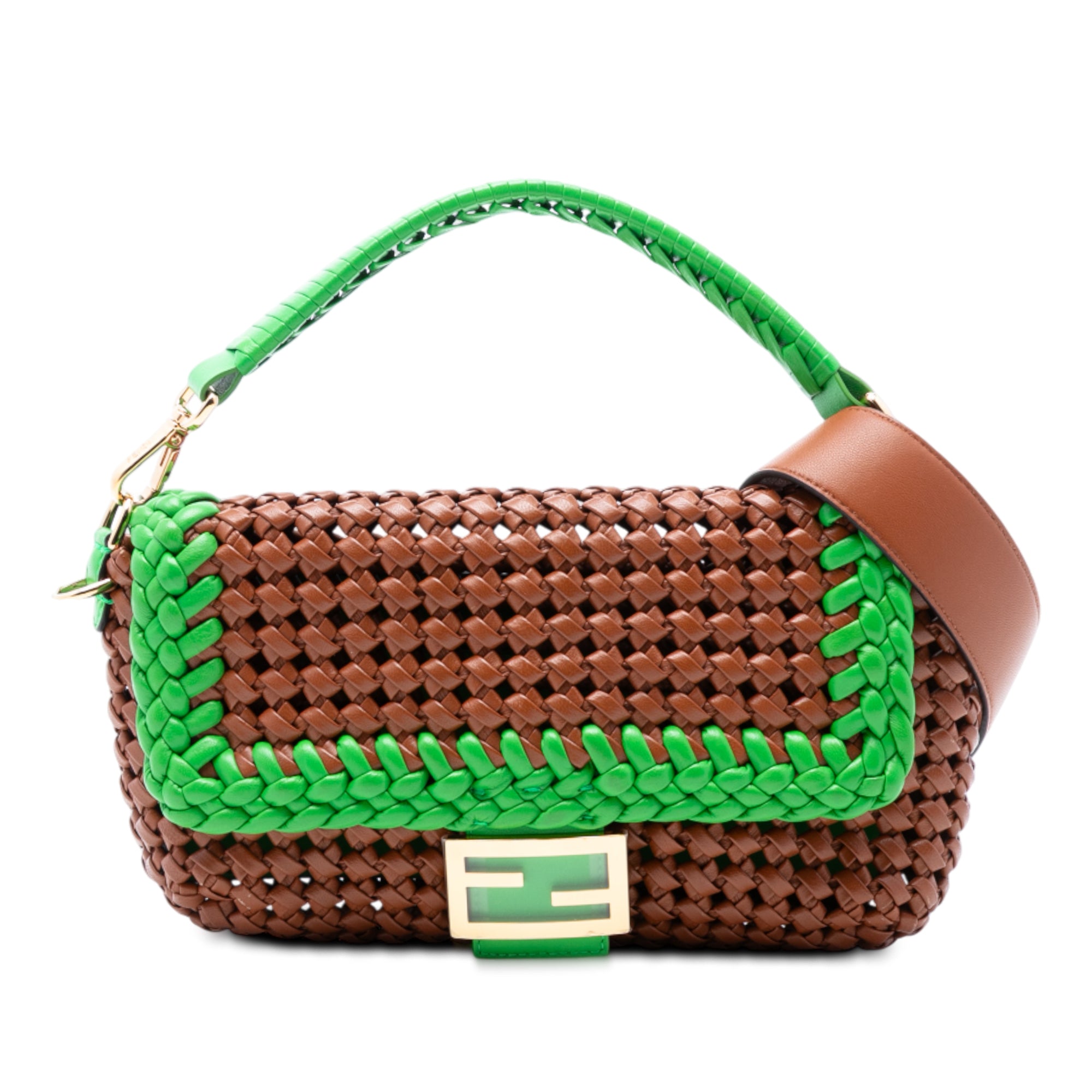 Fendi Medium Woven Leather Baguette Bag - image 1