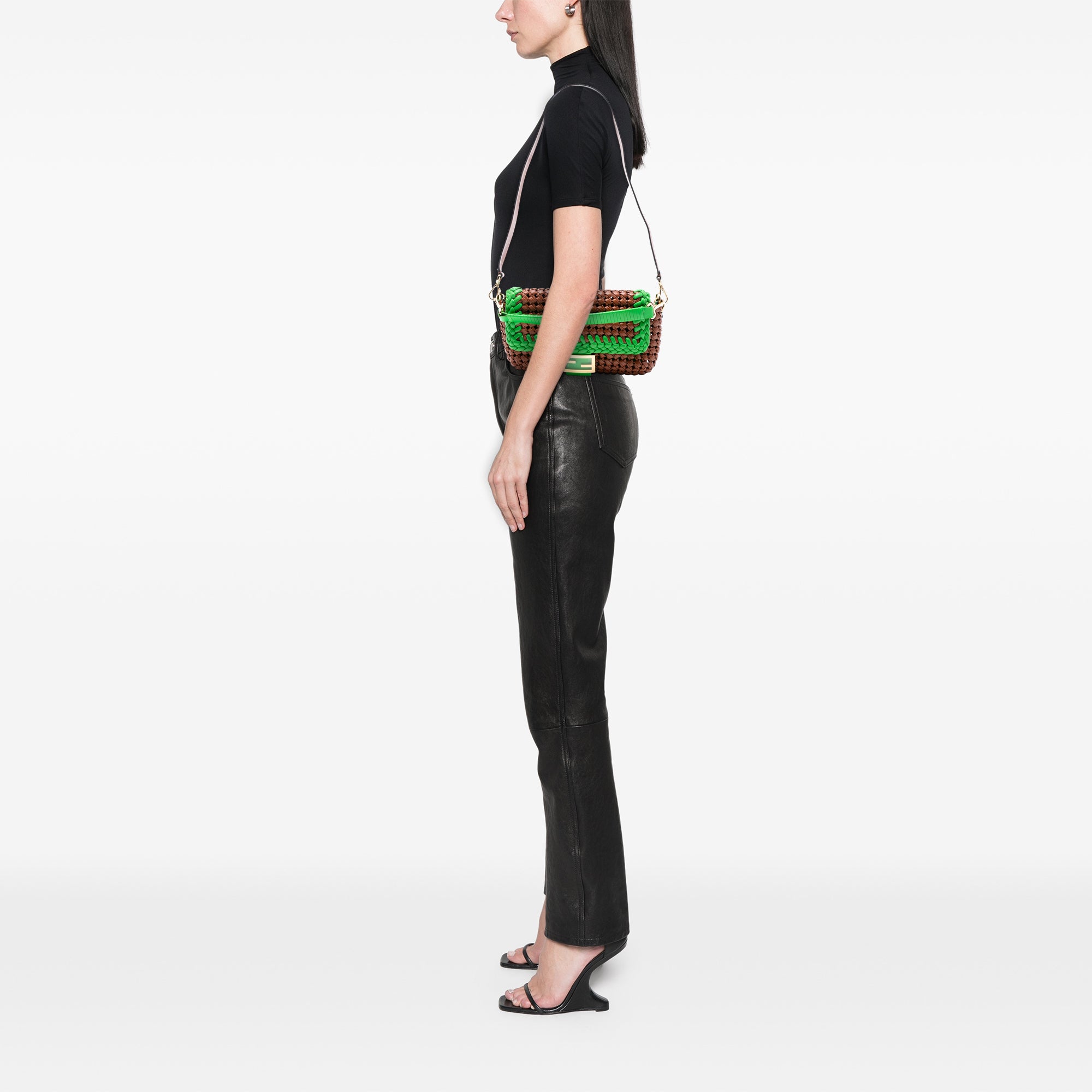 Fendi Medium Woven Leather Baguette Bag - image 7