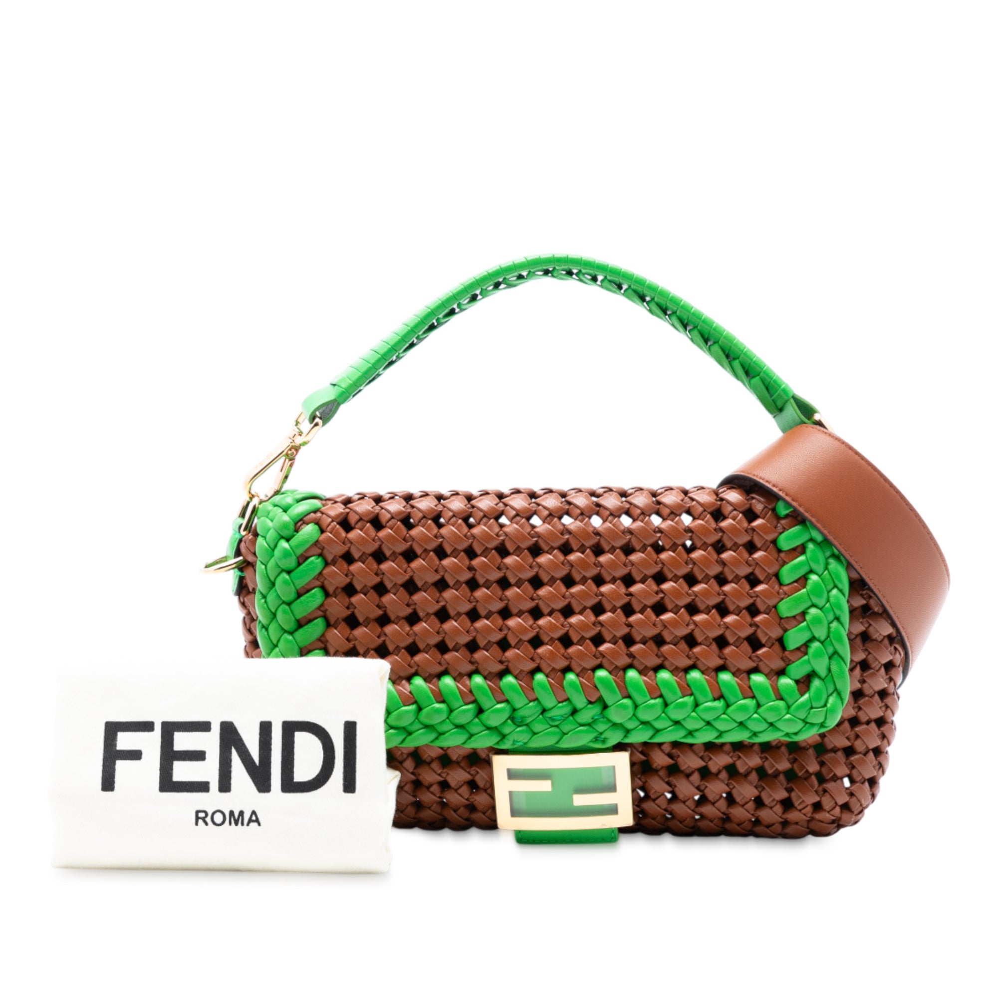 Fendi Medium Woven Leather Baguette Bag - image 8