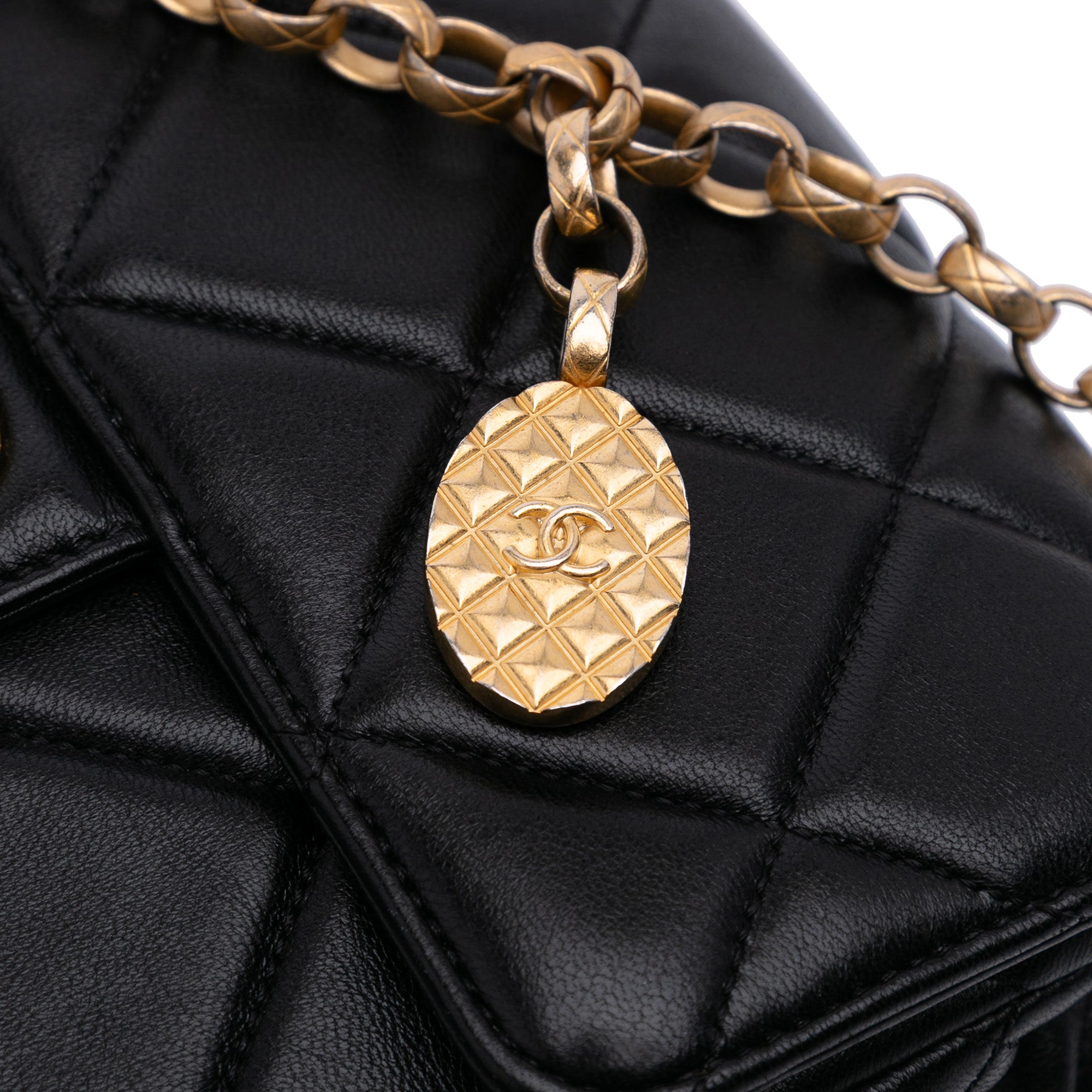 Chanel Mini Square Quilted Lambskin Bijoux Logo Chain Flap - image 7