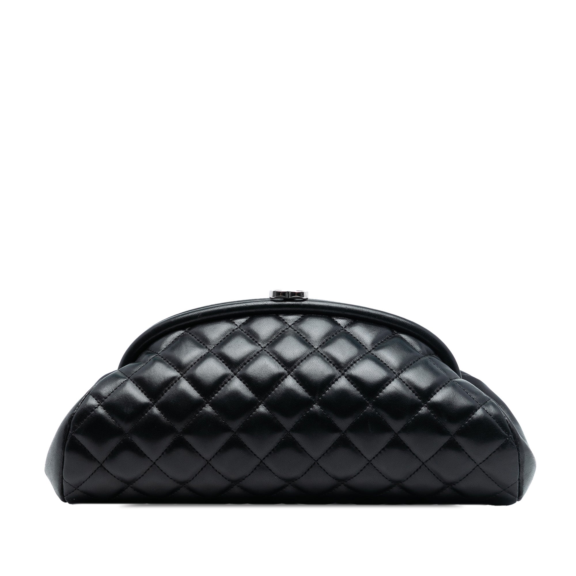 Chanel Quilted Lambskin Timeless Kisslock Clutch - image 1