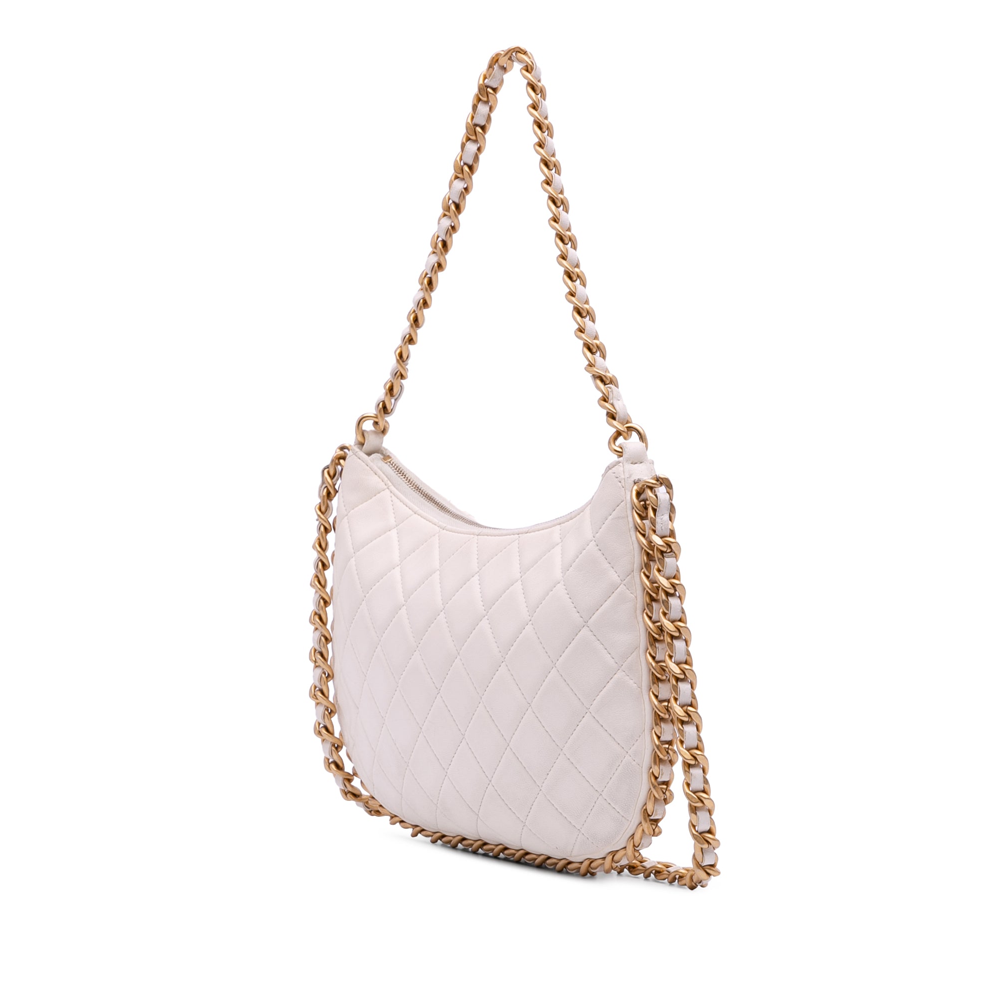 Chanel Large Shiny Crumpled Quilted Lambskin Trendy Chain Around Hobo - image 2