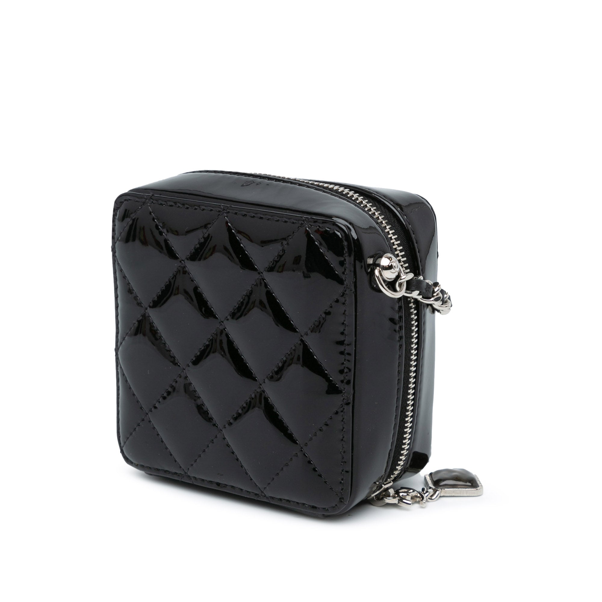 Chanel CC Quilted Patent Diamond Resin Clutch With Chain - image 2