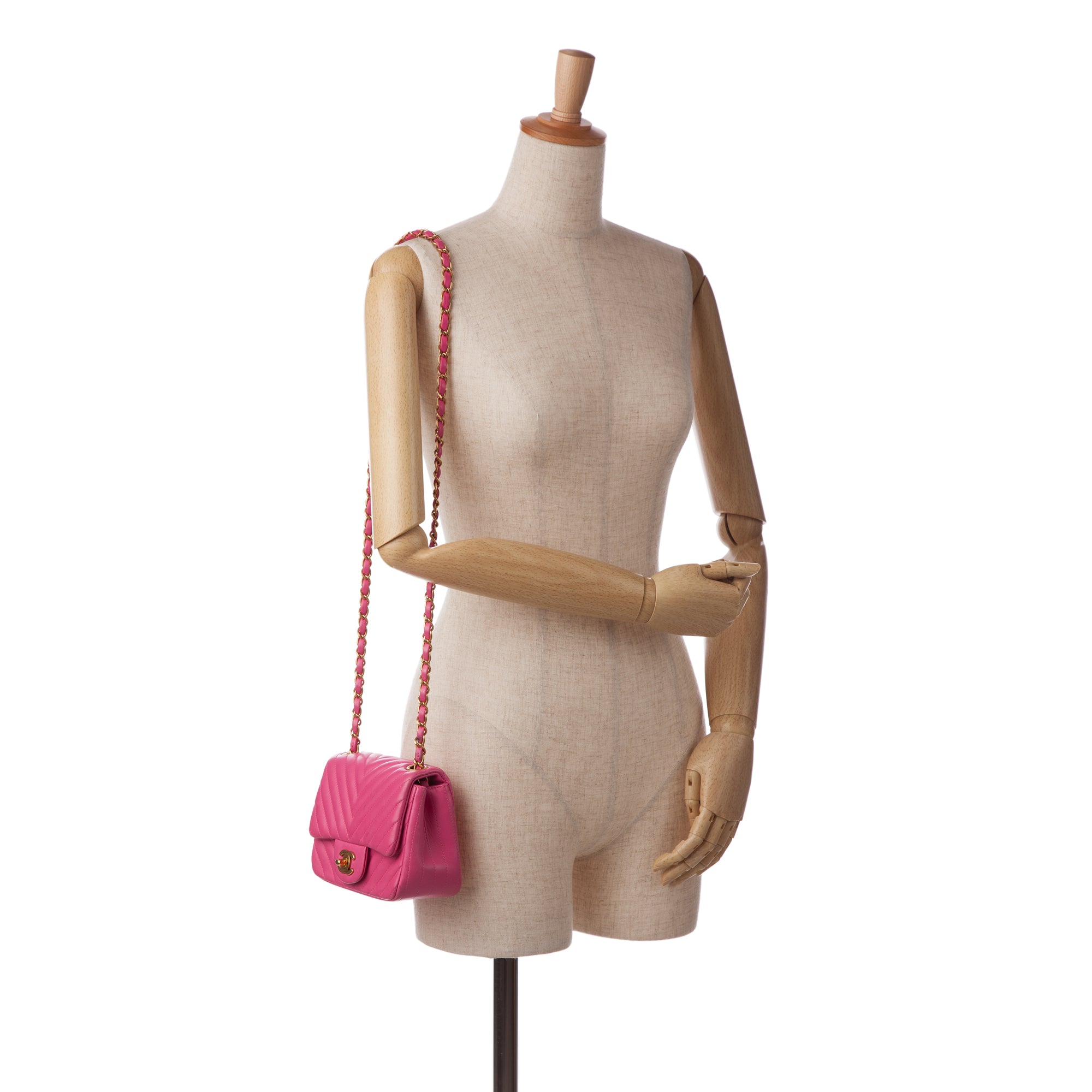 Chanel Mini Square Classic Chevron Lambskin Single Flap - image 11