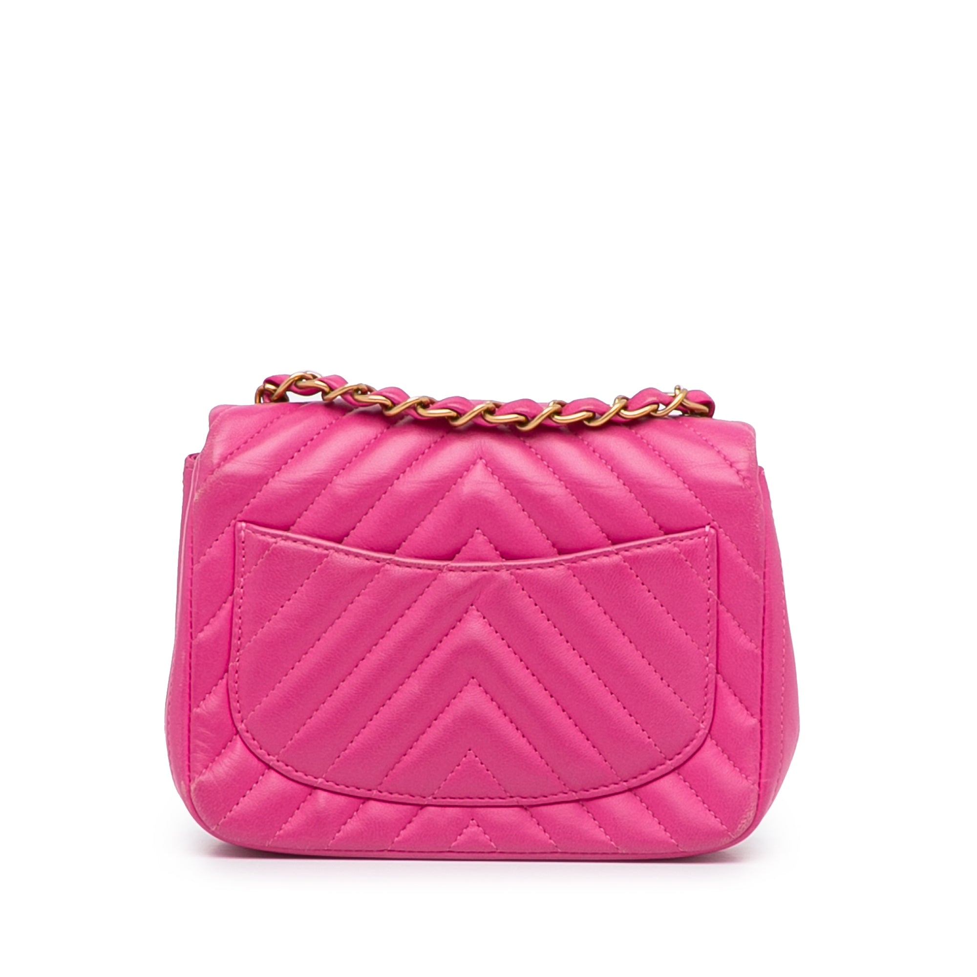 Chanel Mini Square Classic Chevron Lambskin Single Flap - image 3