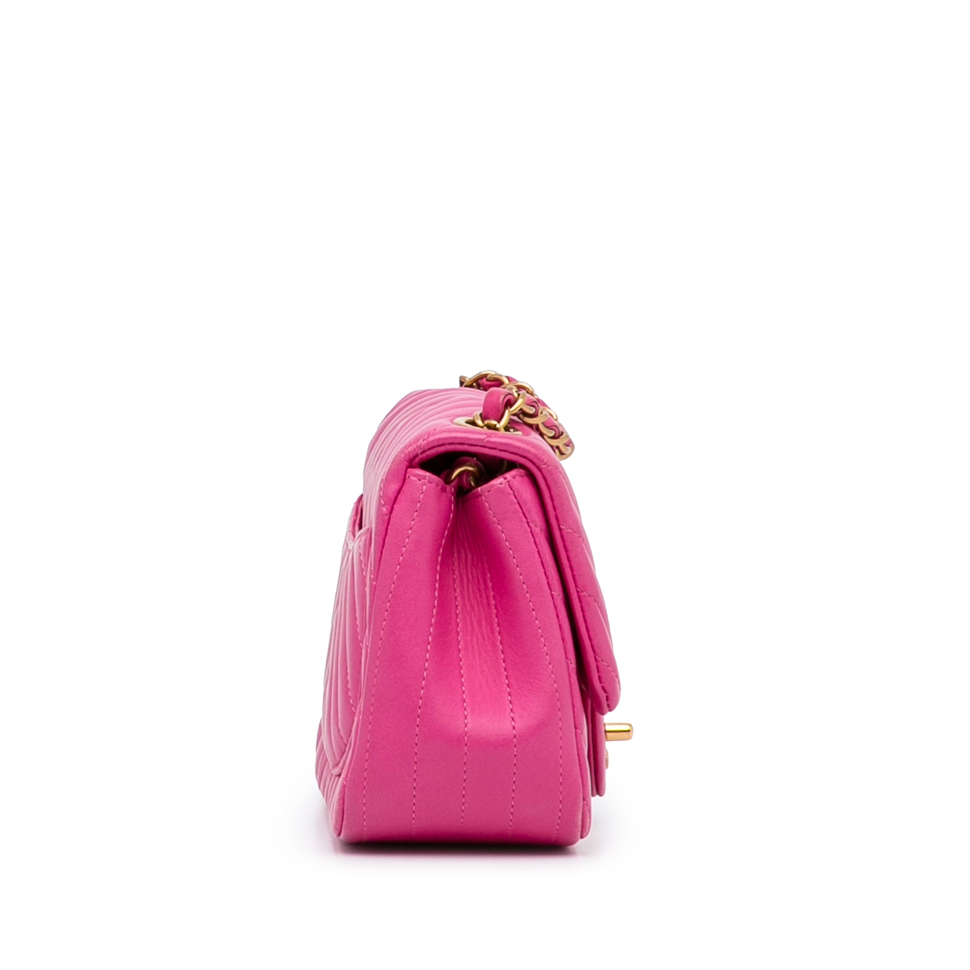 Chanel Mini Square Classic Chevron Lambskin Single Flap - image 4
