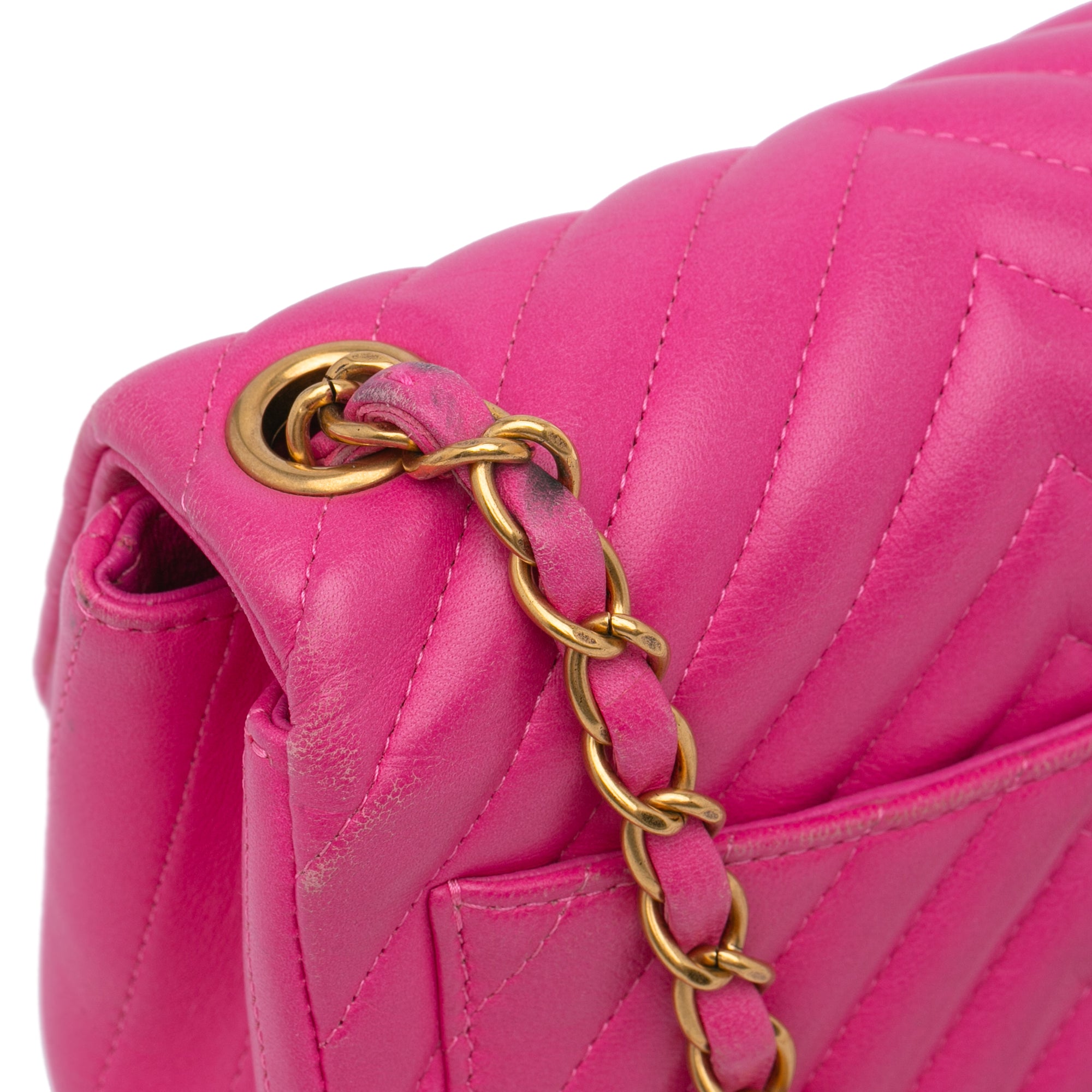 Chanel Mini Square Classic Chevron Lambskin Single Flap - image 9