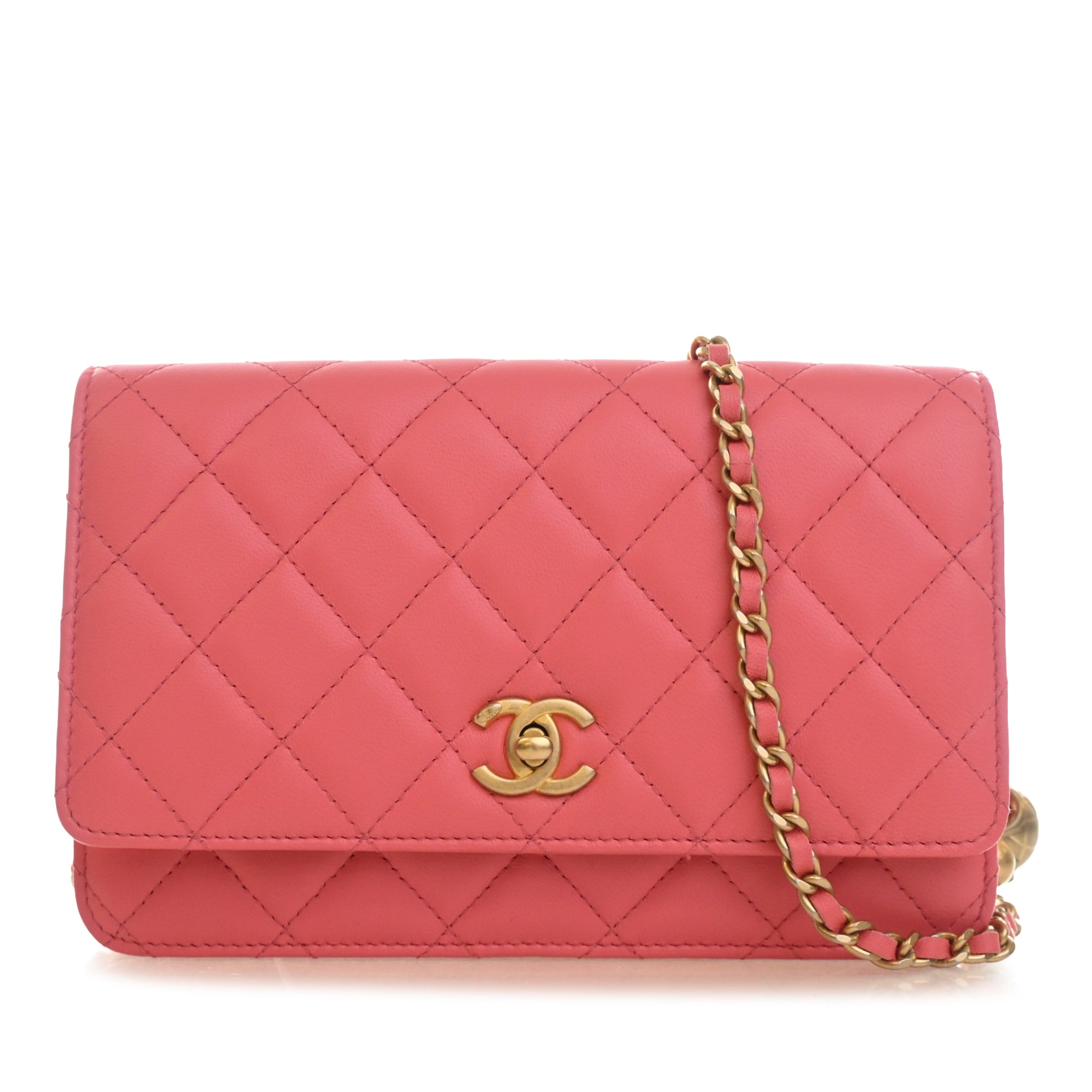 Chanel CC Quilted Lambskin Pearl Crush Wallet On Chain - image 1