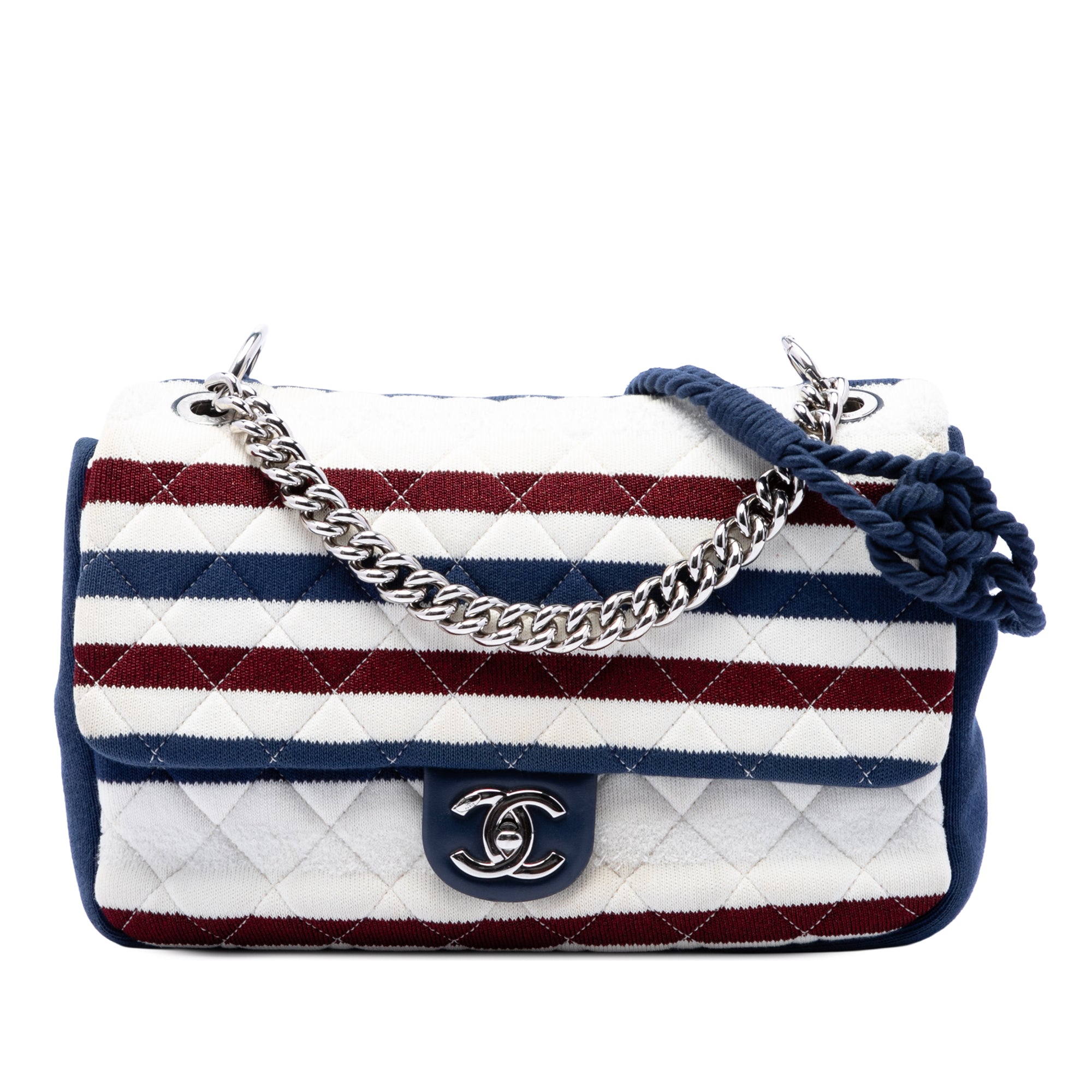 Chanel Jumbo Stripe Jersey Felt and Rope Flap - image 1