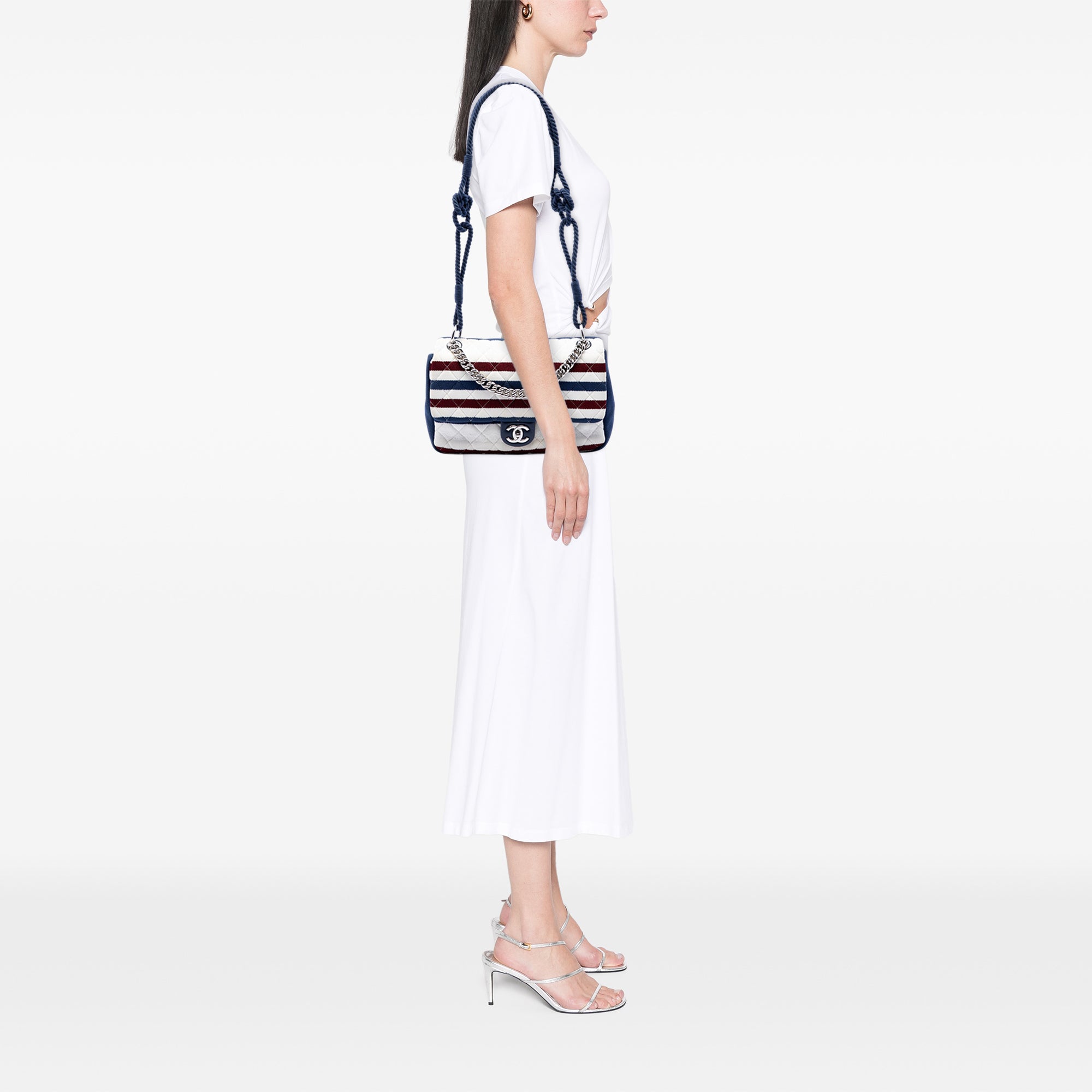 Chanel Jumbo Stripe Jersey Felt and Rope Flap - image 6