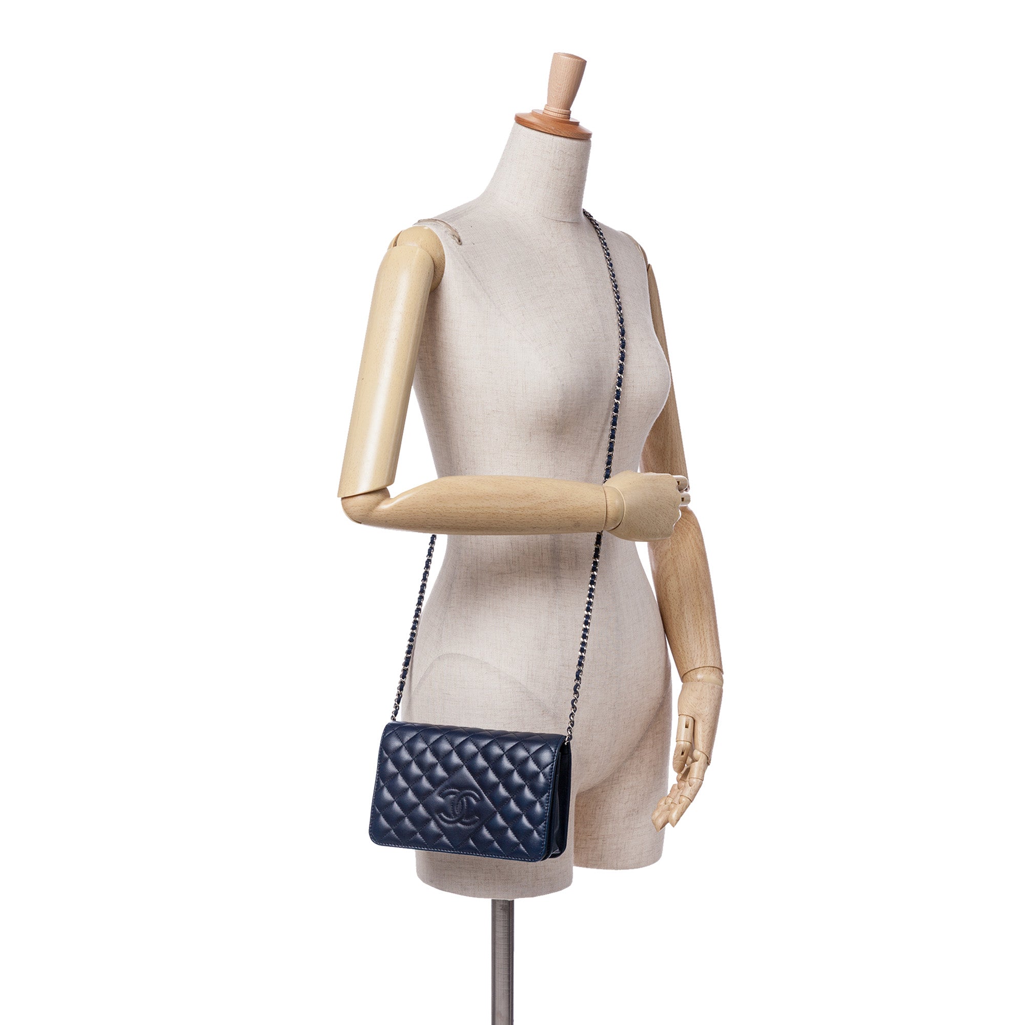 Chanel Stitched CC Quilted Lambskin Wallet on Chain - image 12